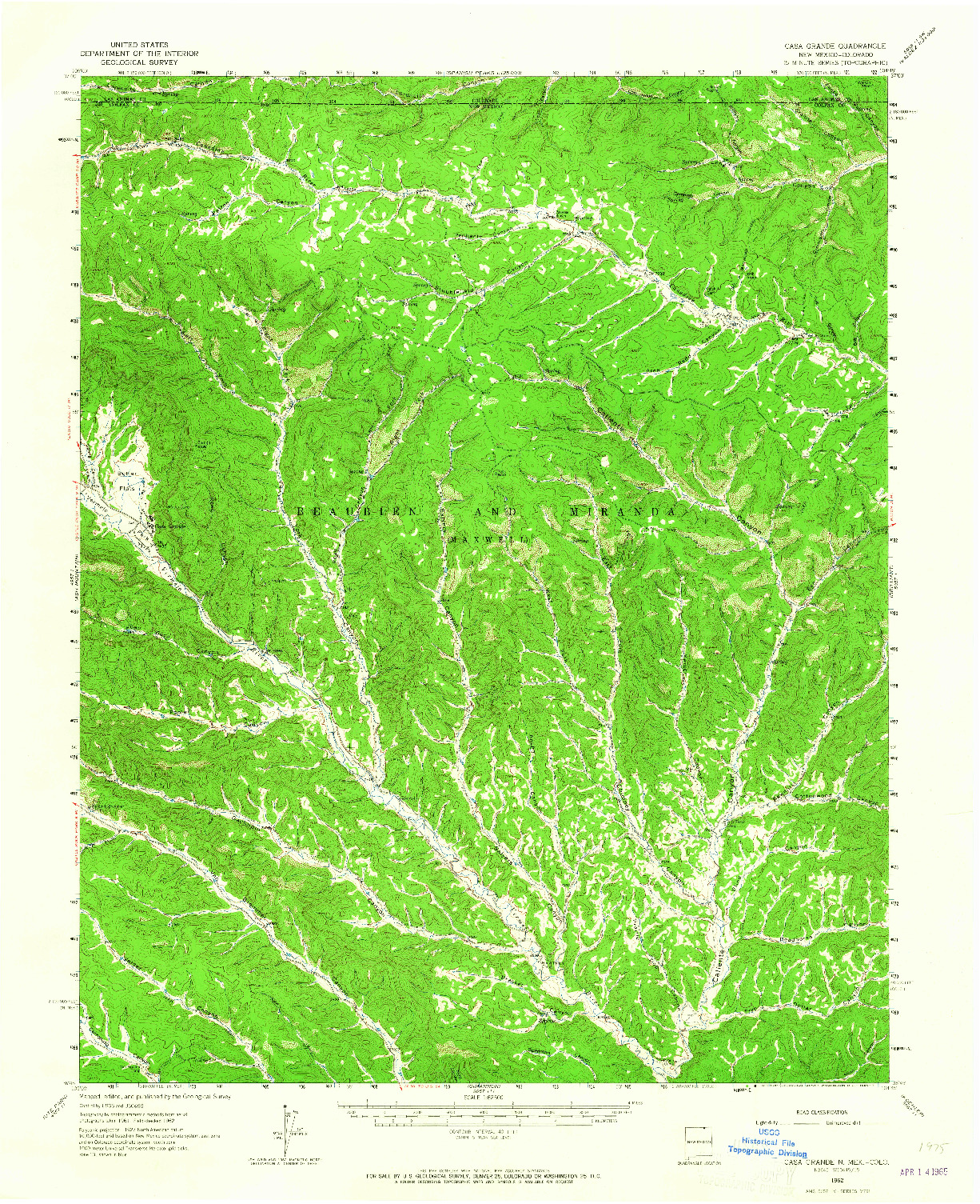 USGS 1:62500-SCALE QUADRANGLE FOR CASA GRANDE, NM 1962