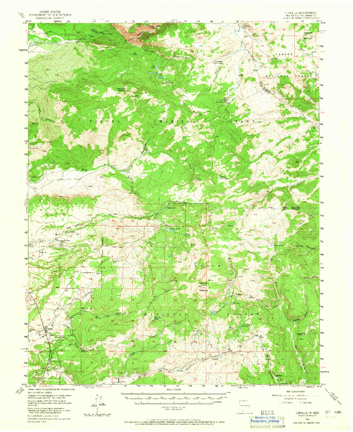 USGS 1:62500-SCALE QUADRANGLE FOR CEBOLLA, NM 1955