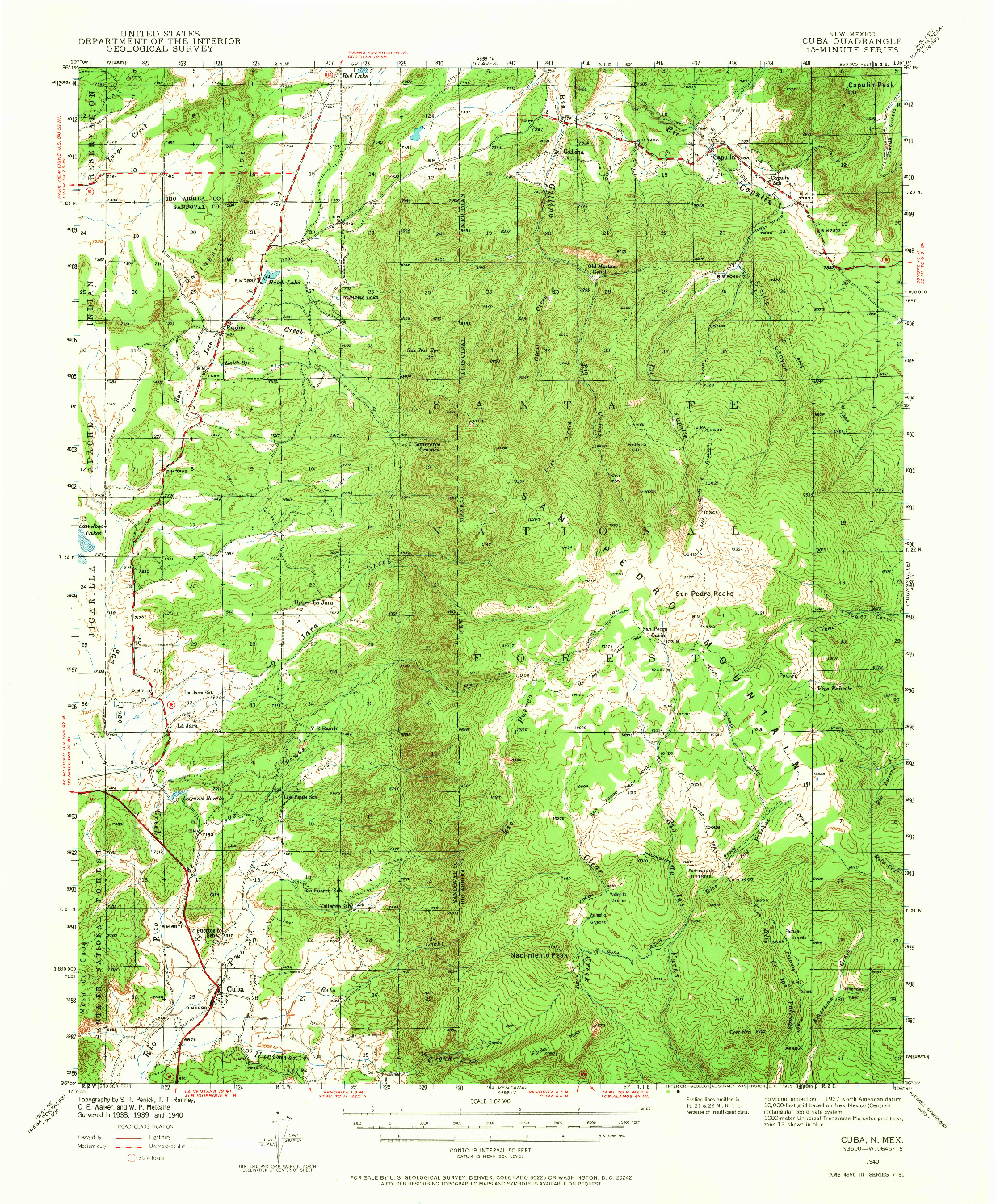 USGS 1:62500-SCALE QUADRANGLE FOR CUBA, NM 1940