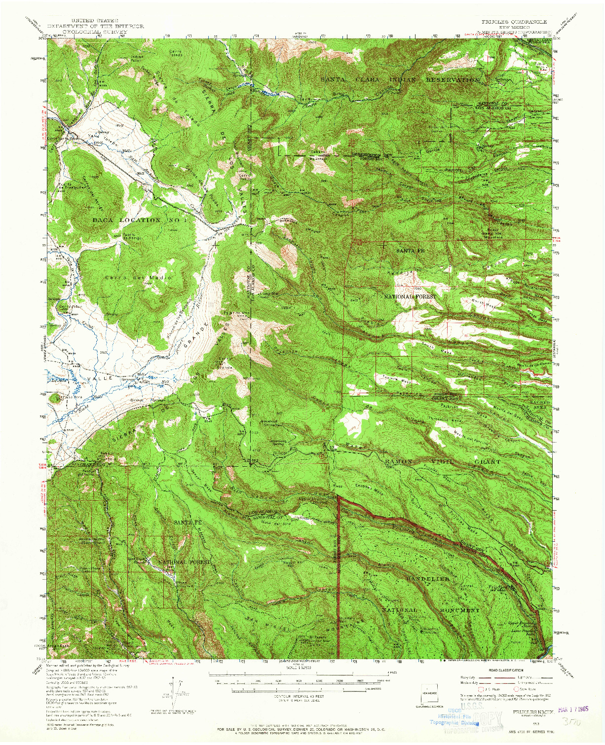 USGS 1:62500-SCALE QUADRANGLE FOR FRIJOLES, NM 1953