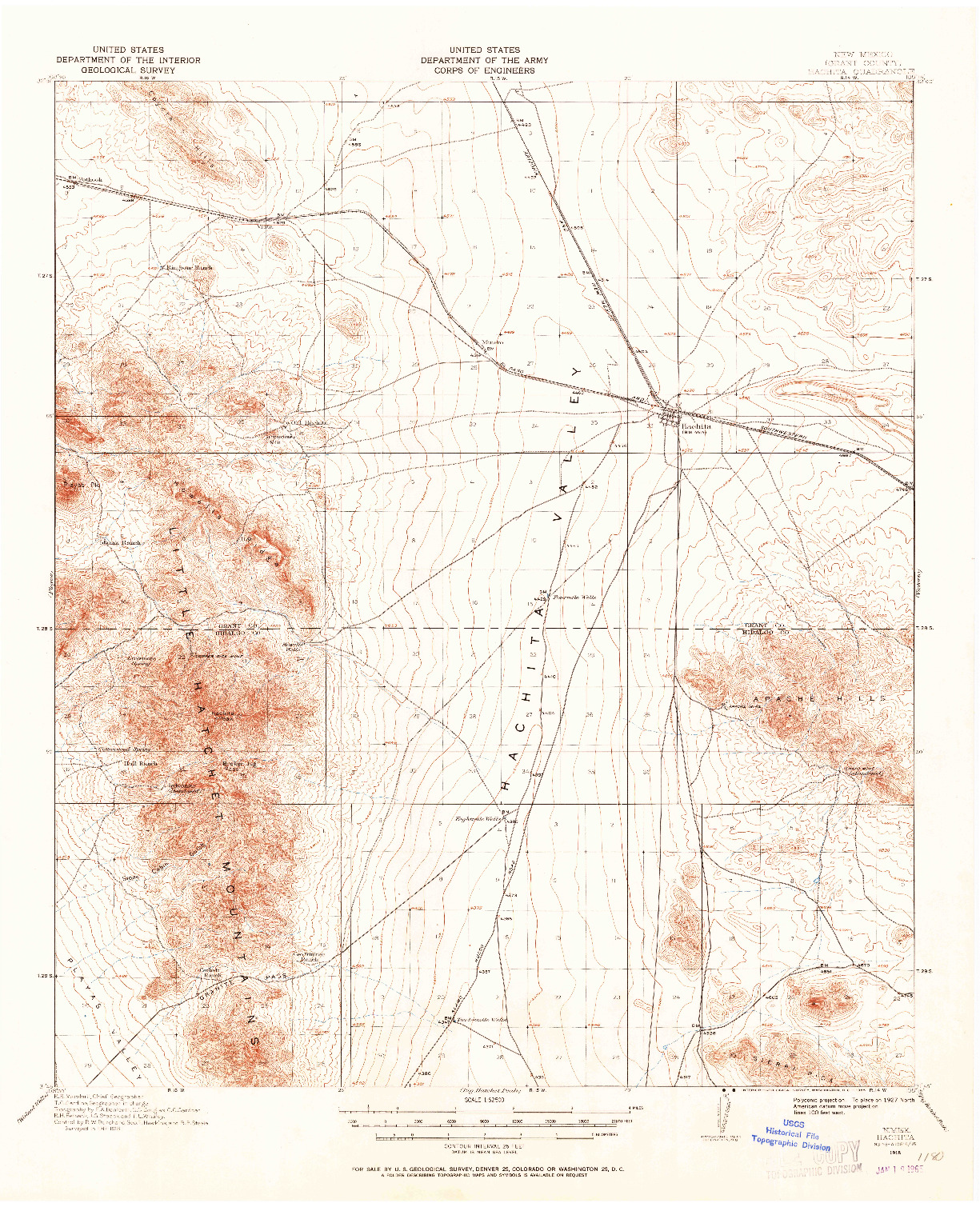 USGS 1:62500-SCALE QUADRANGLE FOR HACHITA, NM 1918