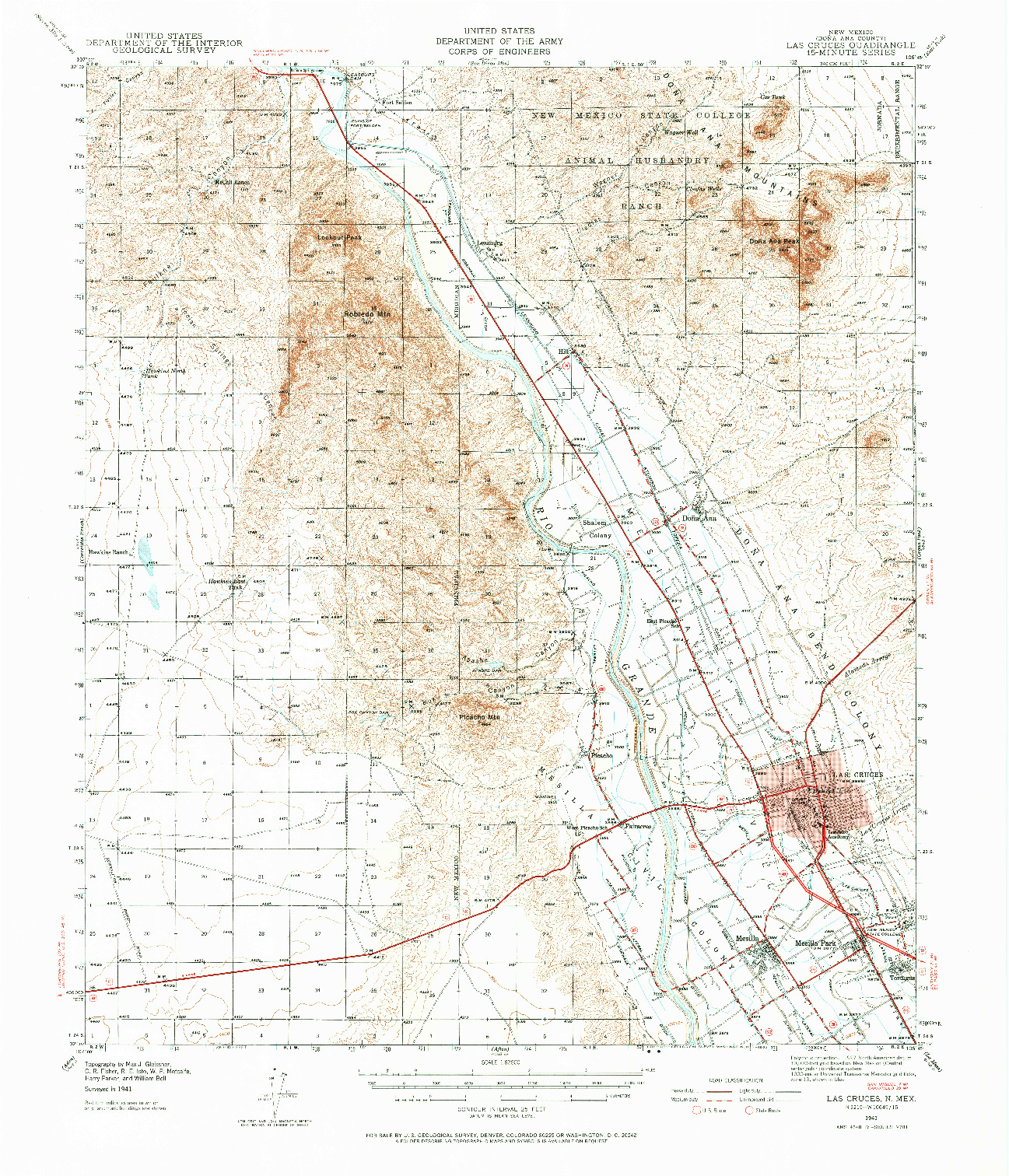 USGS 1:62500-SCALE QUADRANGLE FOR LAS CRUCES, NM 1941