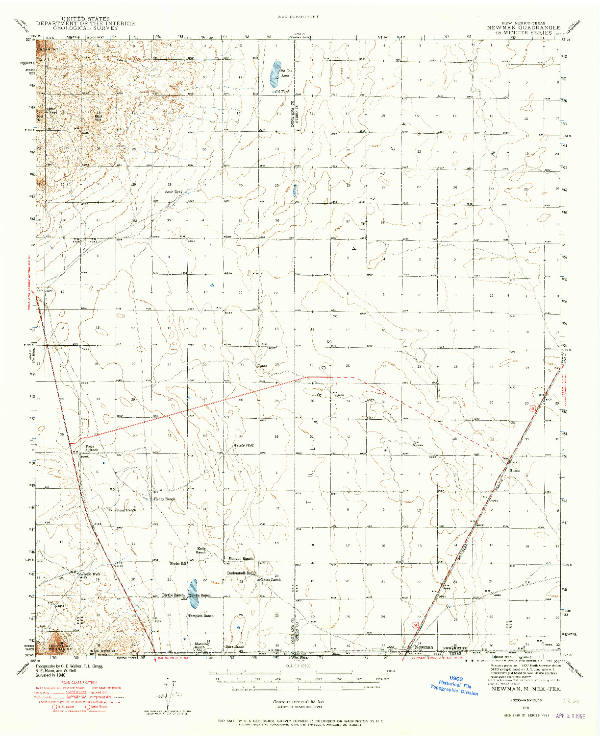USGS 1:62500-SCALE QUADRANGLE FOR NEWMAN, NM 1940