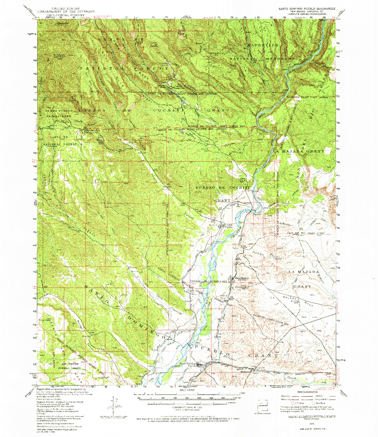 USGS 1:62500-SCALE QUADRANGLE FOR SANTO DOMINGO PUEBLO, NM 1953