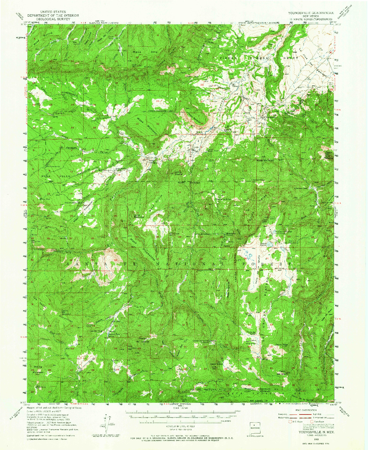 USGS 1:62500-SCALE QUADRANGLE FOR YOUNGSVILLE, NM 1953