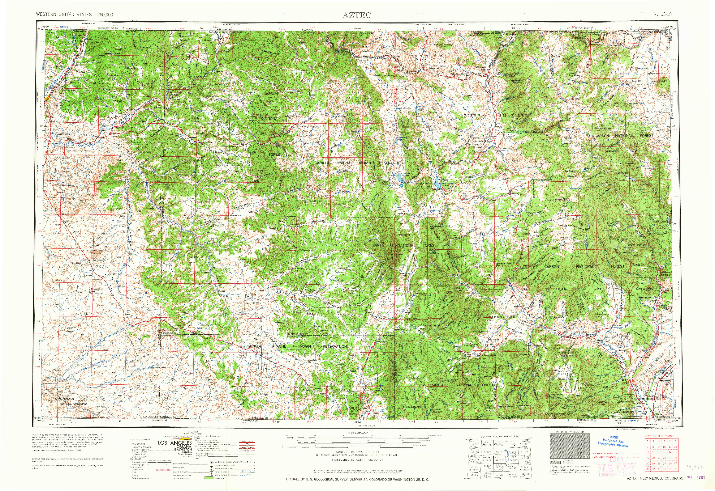 USGS 1:250000-SCALE QUADRANGLE FOR AZTEC, NM 1965