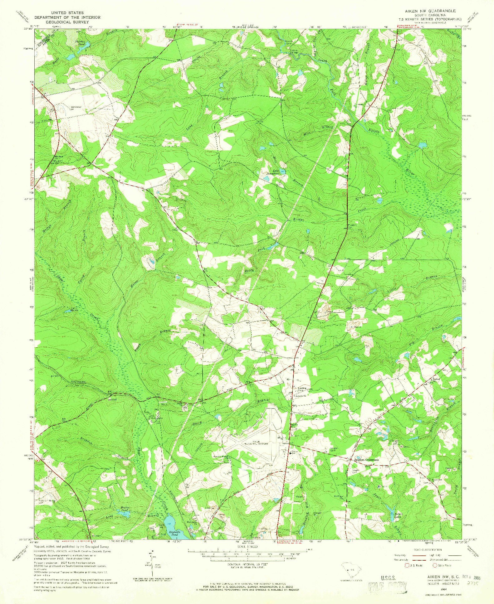 USGS 1:24000-SCALE QUADRANGLE FOR AIKEN NW, SC 1964