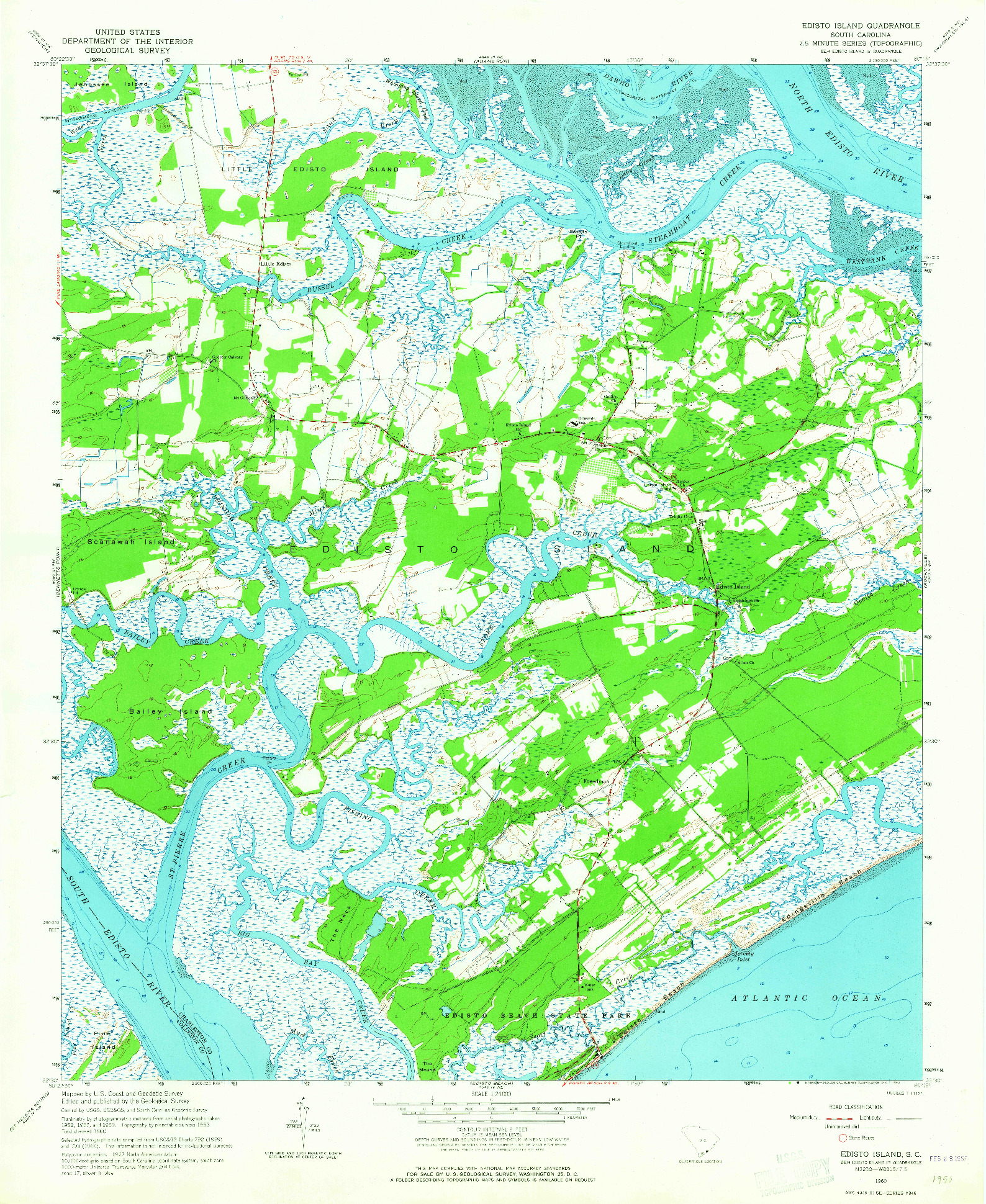 USGS 1:24000-SCALE QUADRANGLE FOR EDISTO ISLAND, SC 1960