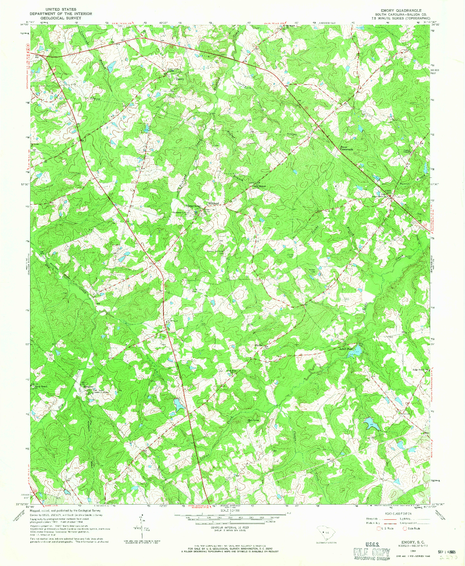 USGS 1:24000-SCALE QUADRANGLE FOR EMORY, SC 1964