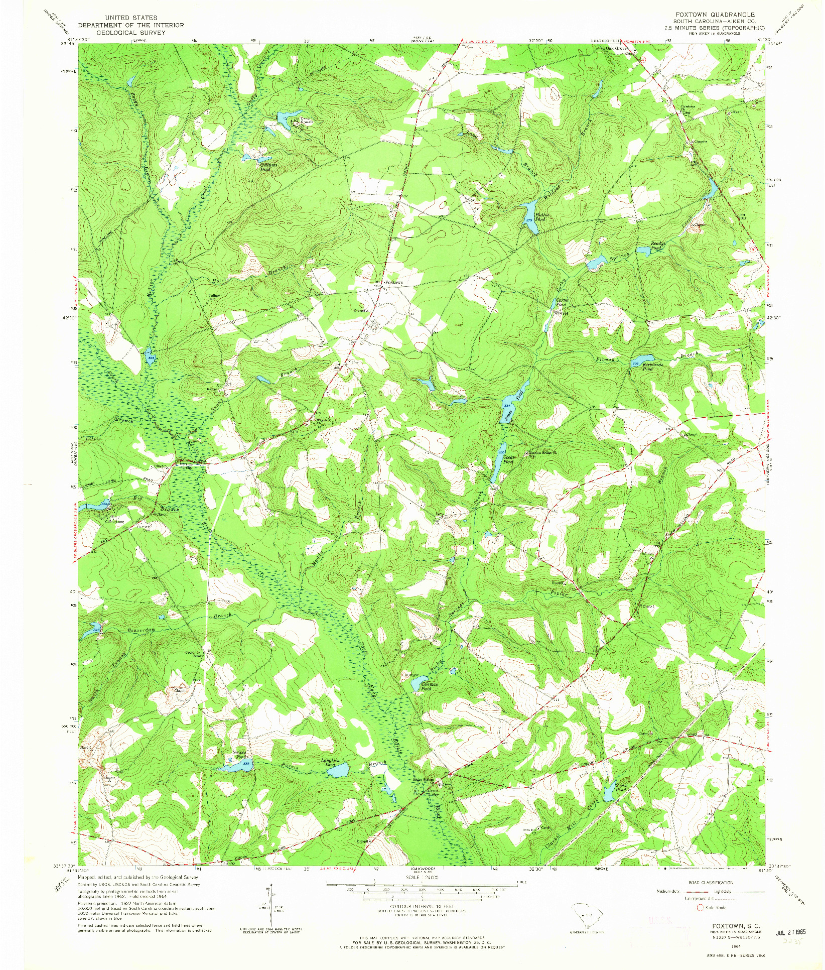 USGS 1:24000-SCALE QUADRANGLE FOR FOXTOWN, SC 1964