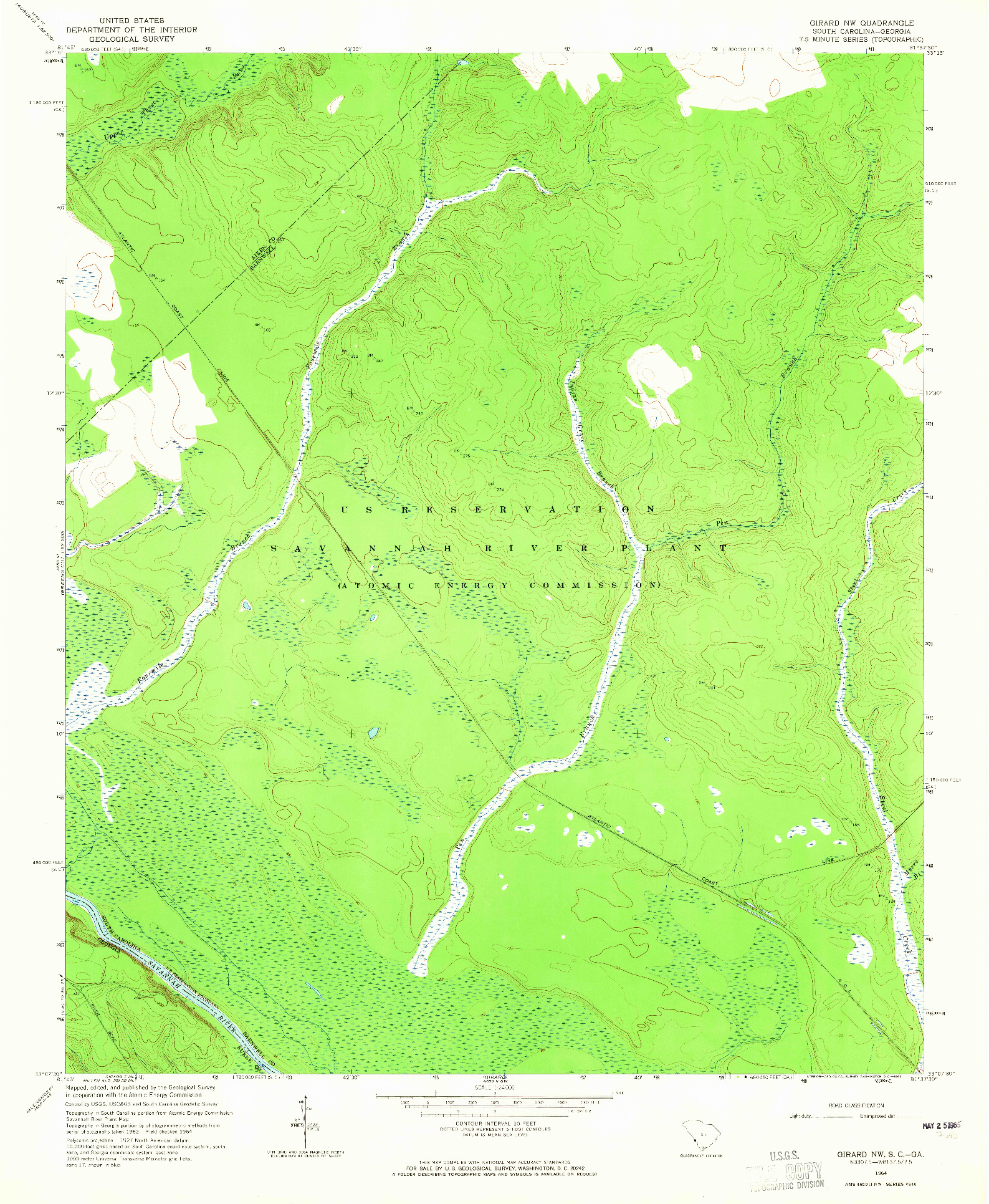 USGS 1:24000-SCALE QUADRANGLE FOR GIRARD NW, SC 1964