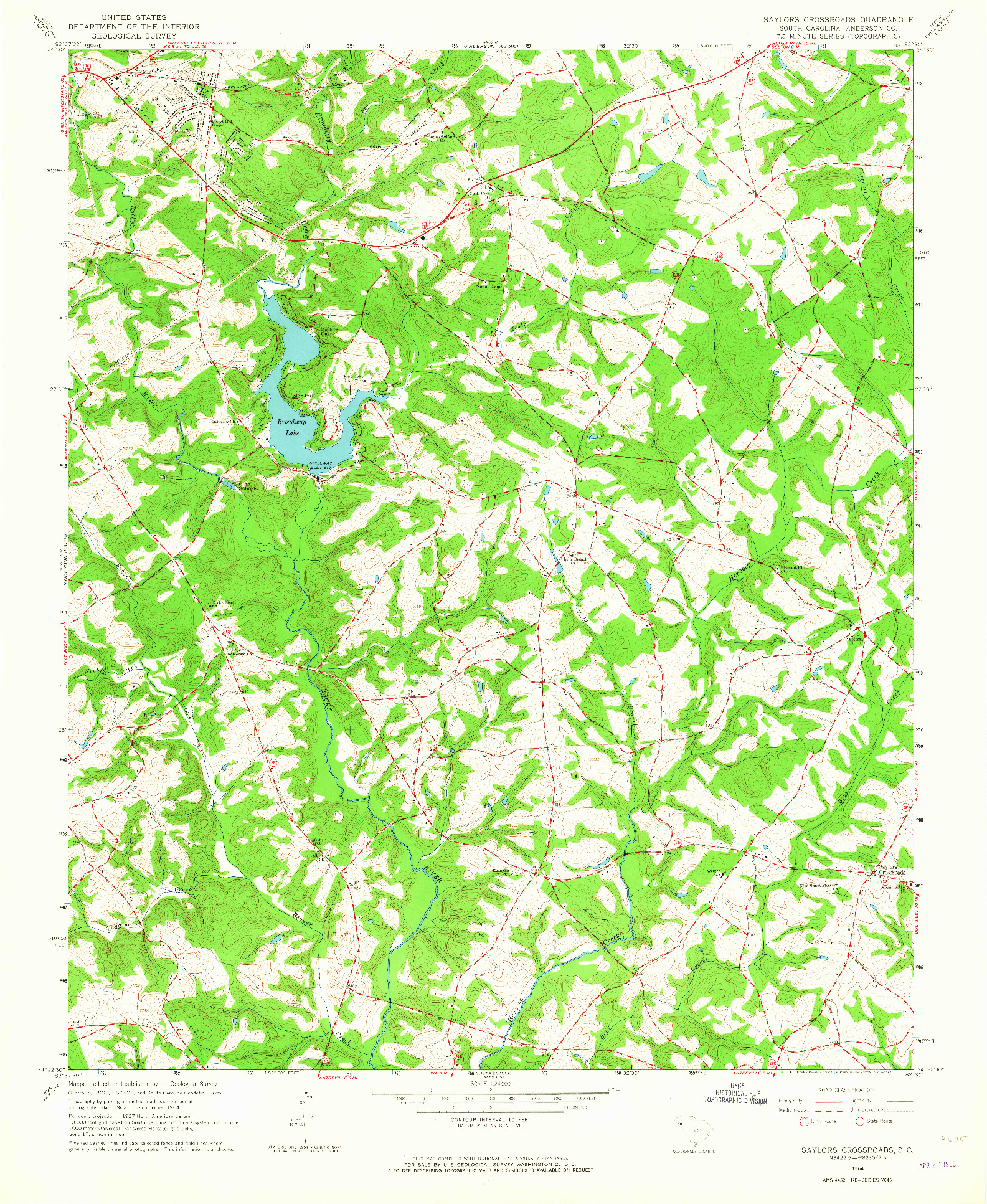 USGS 1:24000-SCALE QUADRANGLE FOR SAYLORS CROSSROADS, SC 1964