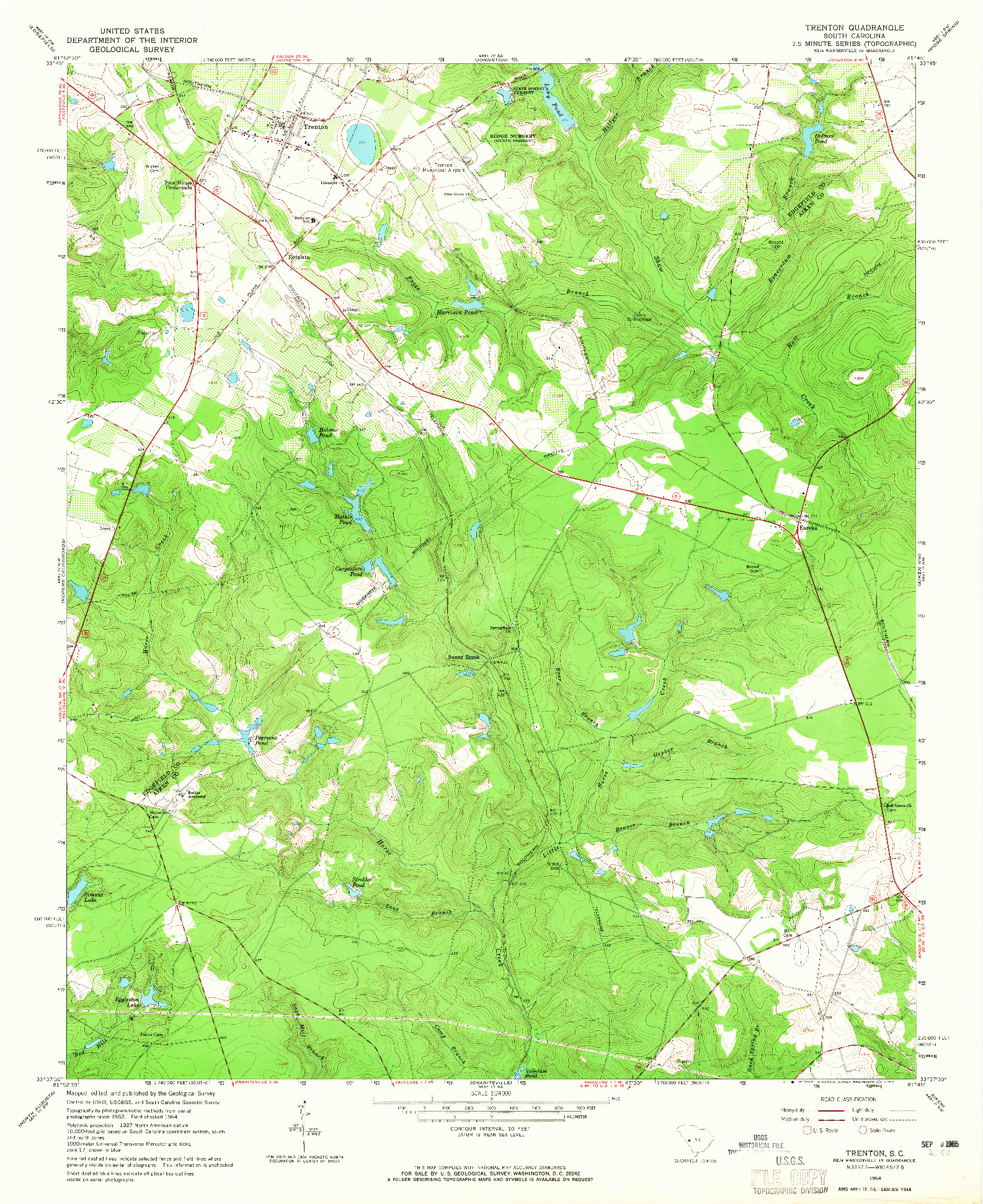 USGS 1:24000-SCALE QUADRANGLE FOR TRENTON, SC 1964