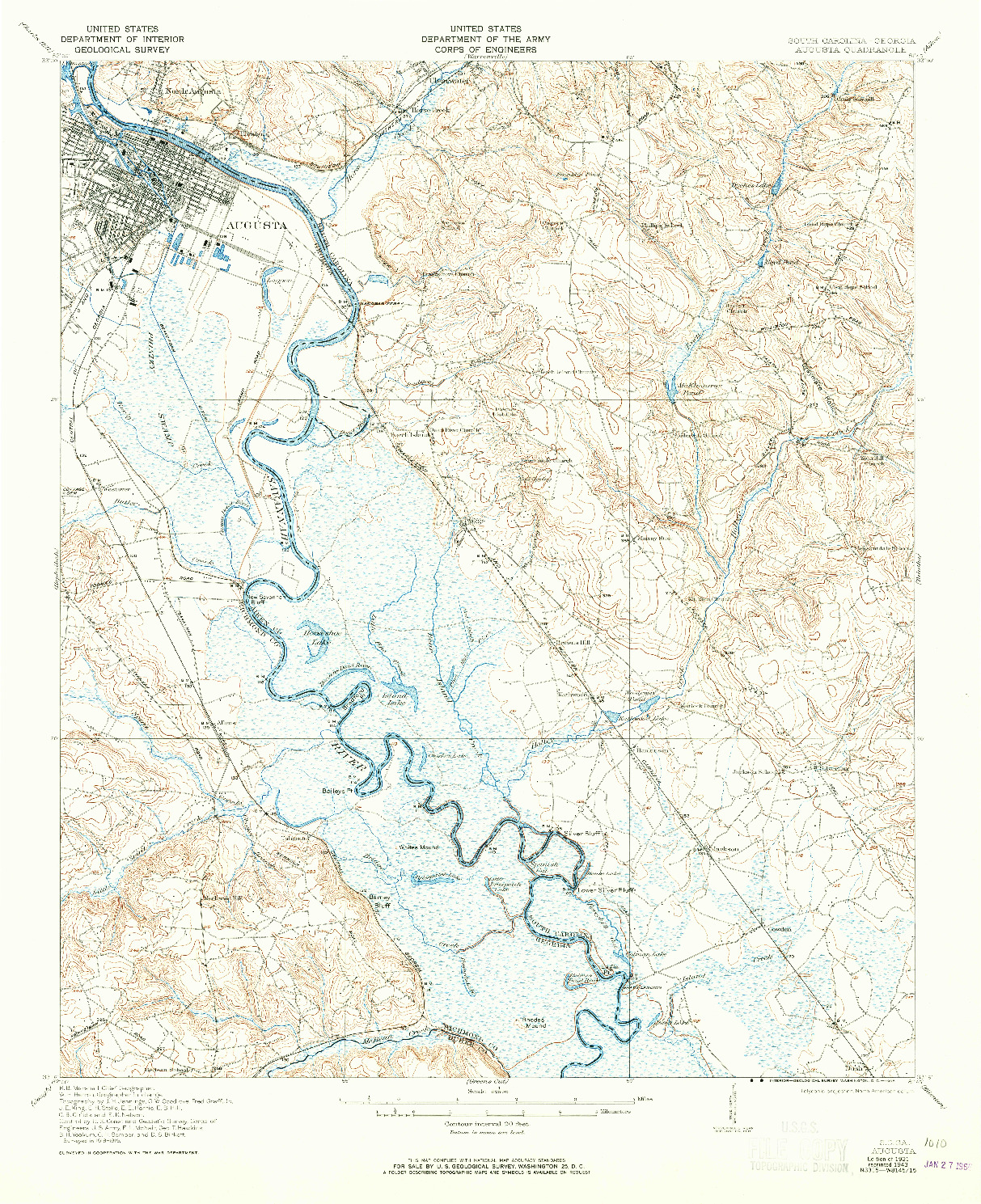 USGS 1:62500-SCALE QUADRANGLE FOR AUGUSTA, SC 1921