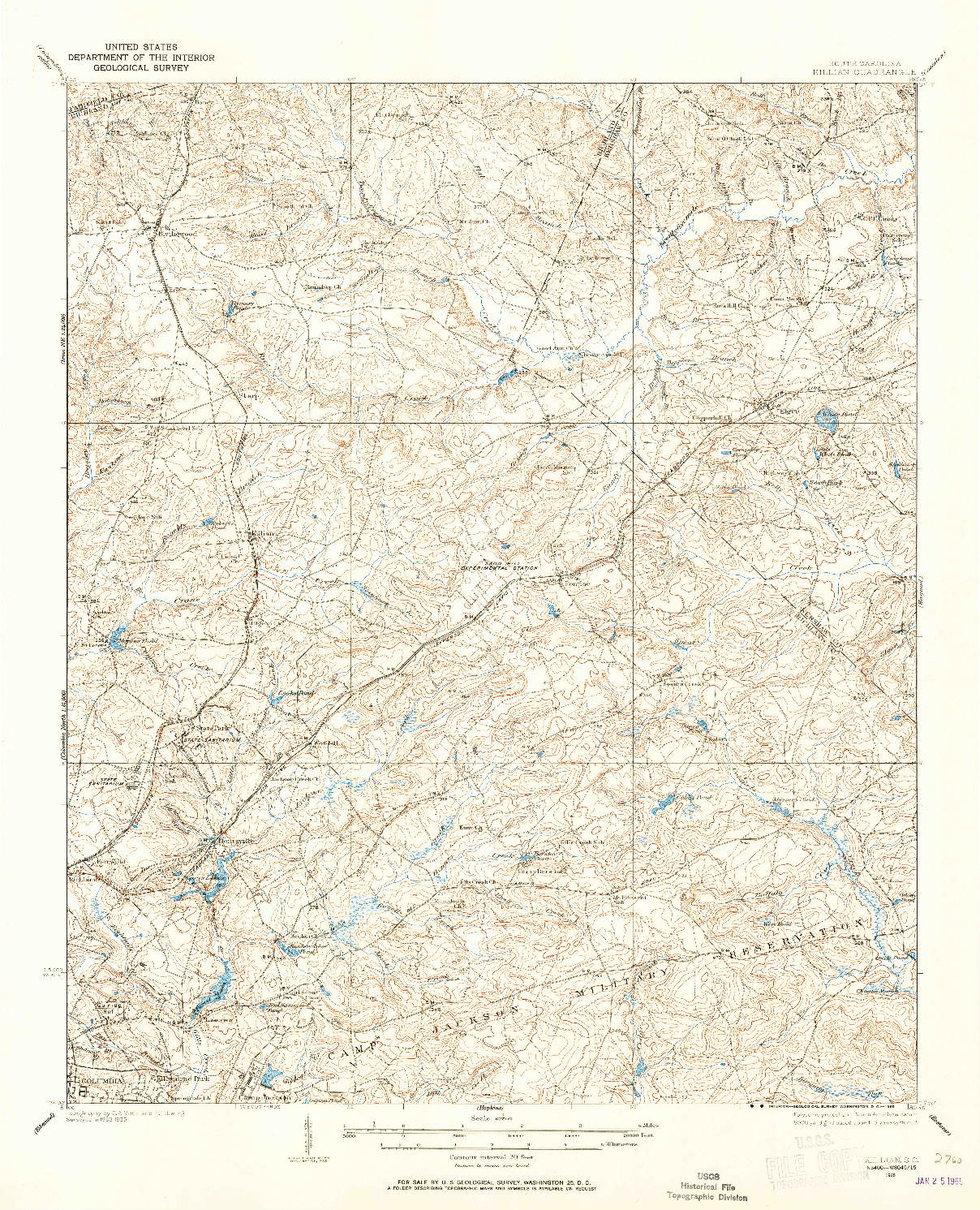 USGS 1:62500-SCALE QUADRANGLE FOR KILLIAN, SC 1935