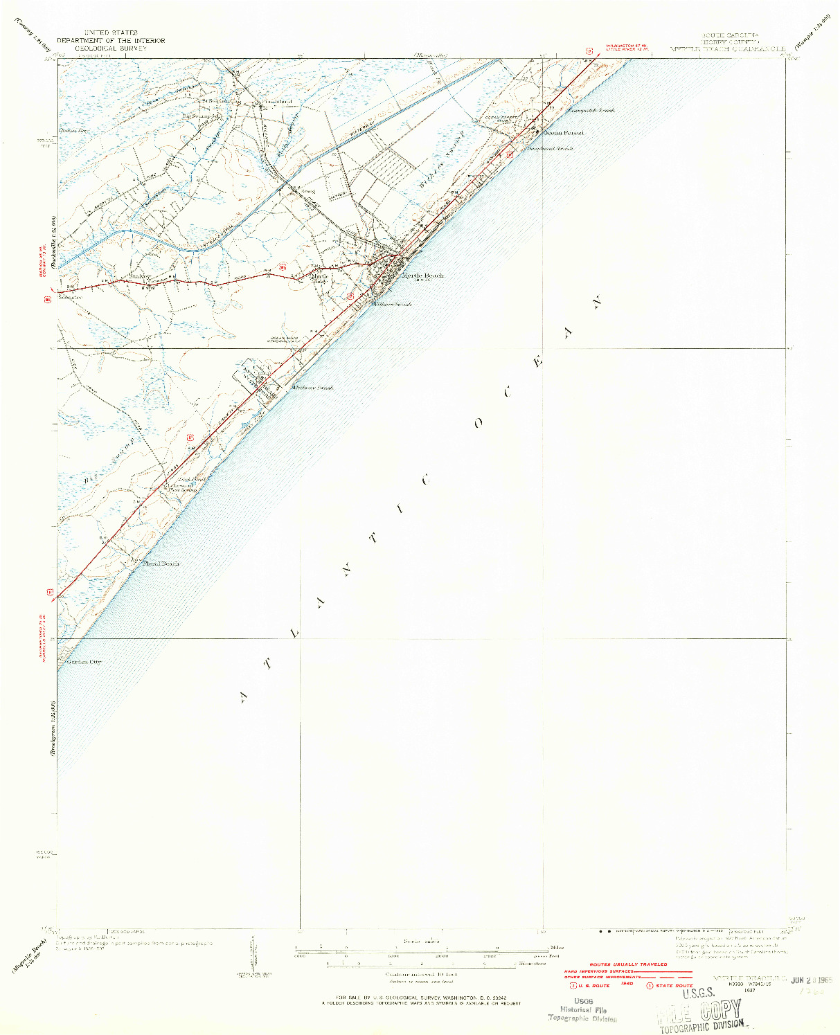 USGS 1:62500-SCALE QUADRANGLE FOR MYRTLE BEACH, SC 1937