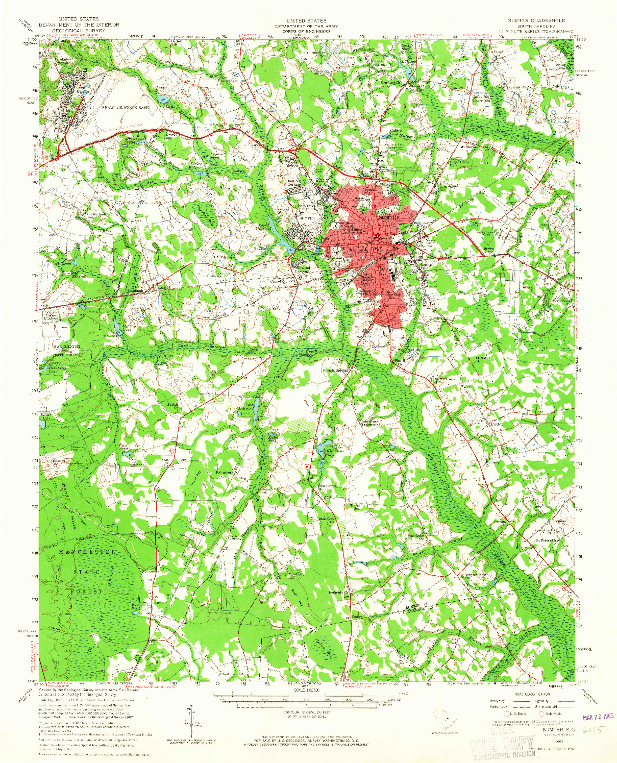 USGS 1:62500-SCALE QUADRANGLE FOR SUMTER, SC 1957