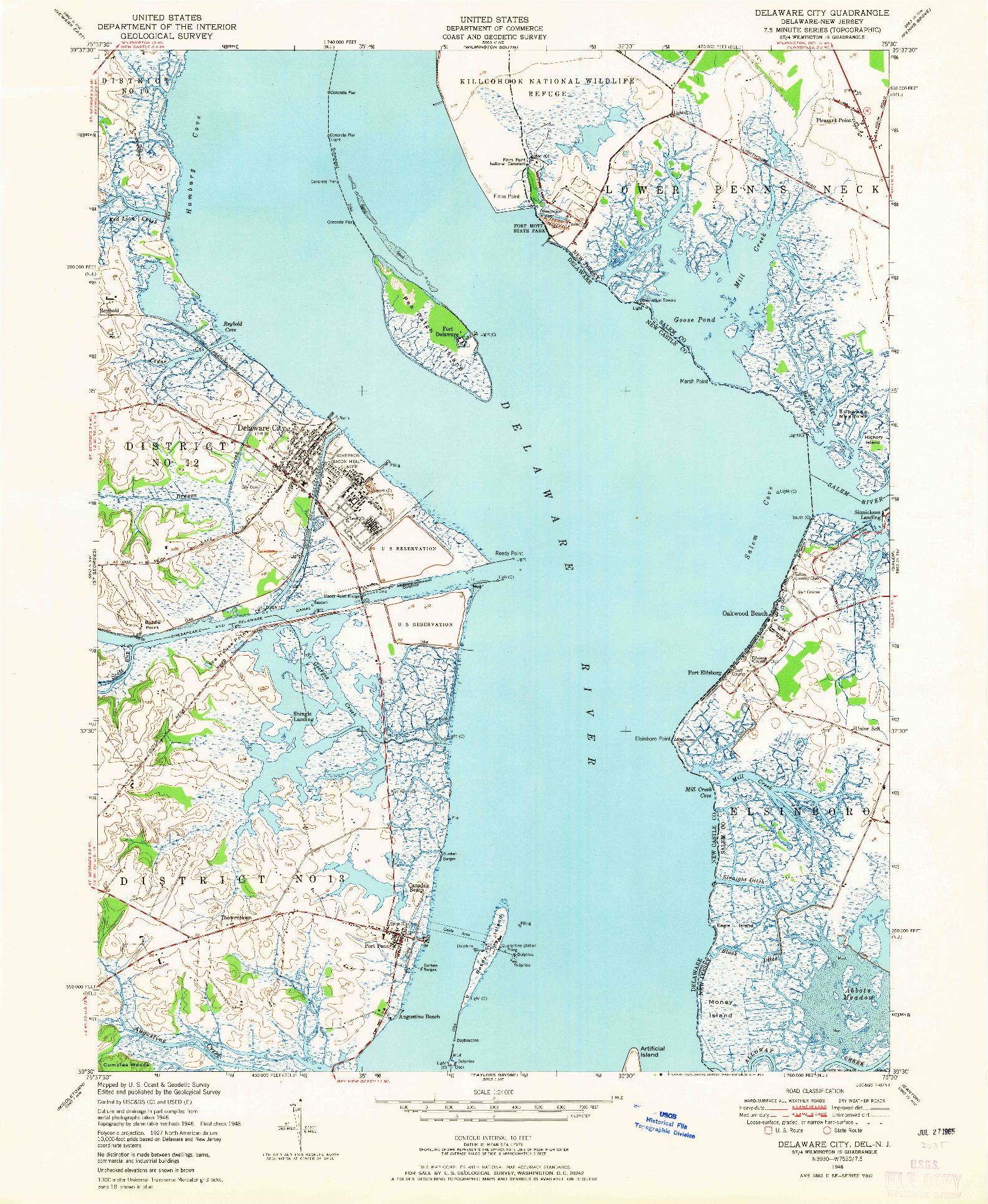 USGS 1:24000-SCALE QUADRANGLE FOR DELAWARE CITY, DE 1948