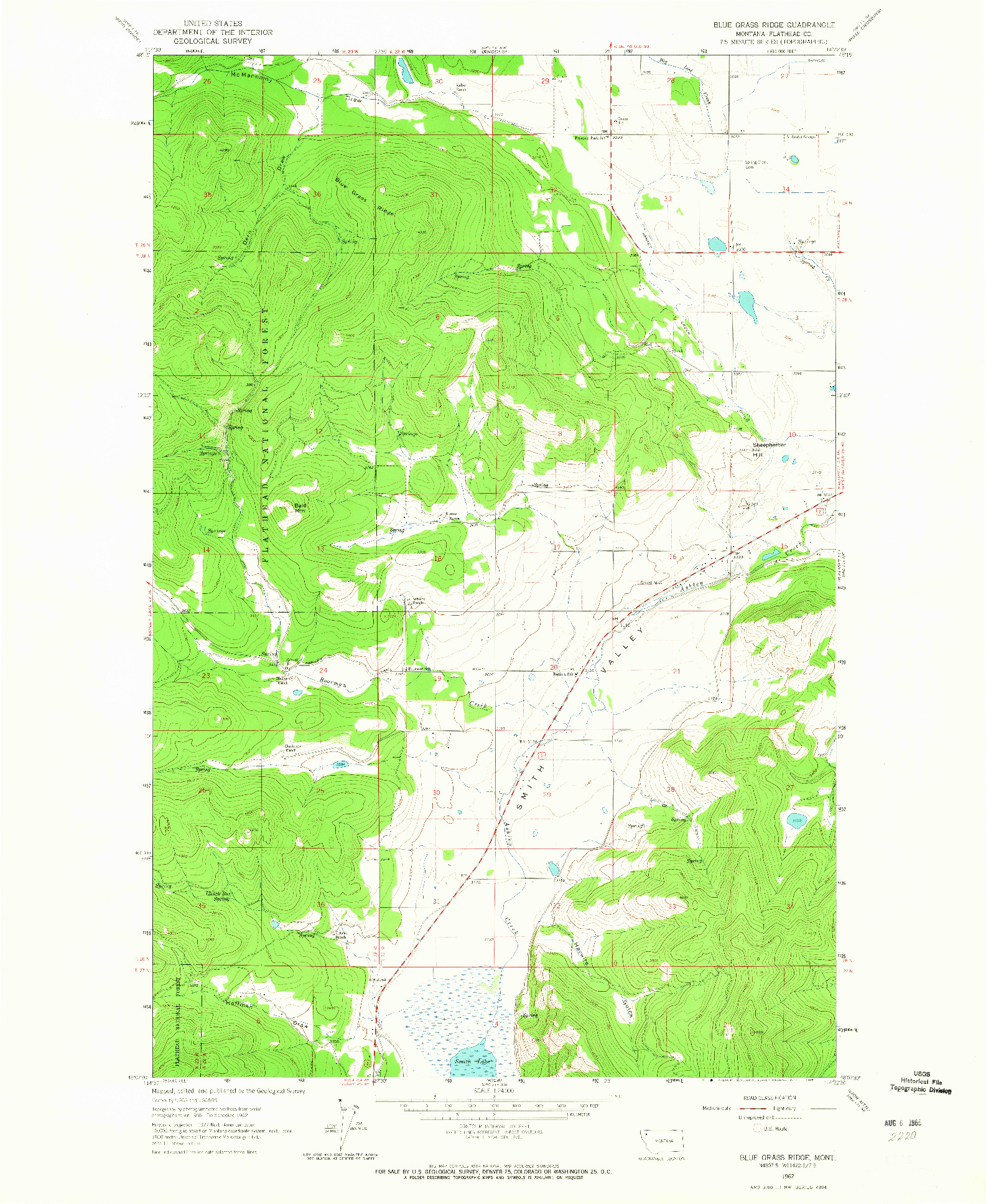 USGS 1:24000-SCALE QUADRANGLE FOR BLUE GRASS RIDGE, MT 1962