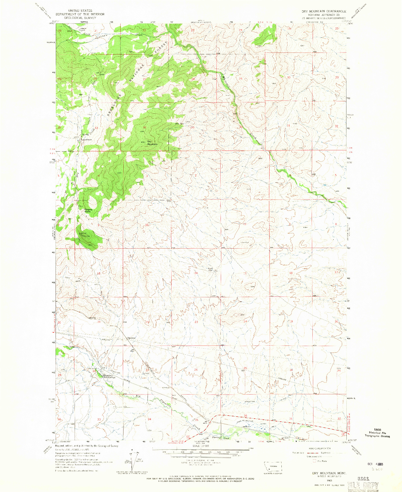 USGS 1:24000-SCALE QUADRANGLE FOR DRY MOUNTAIN, MT 1963
