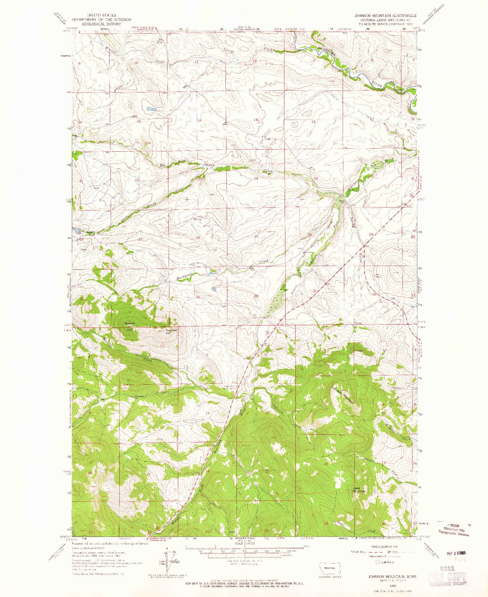 USGS 1:24000-SCALE QUADRANGLE FOR JOHNSON MOUNTAIN, MT 1962