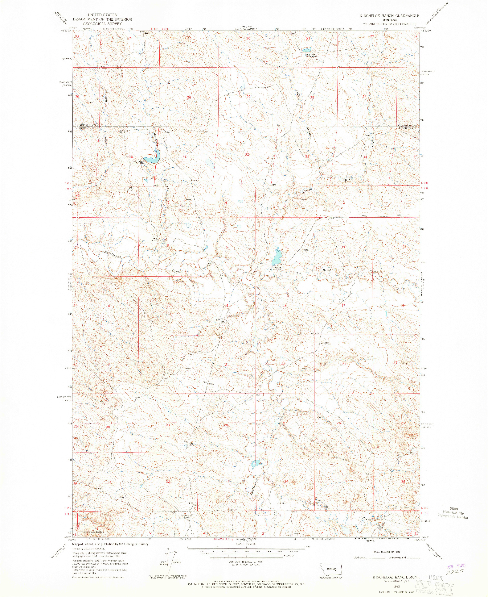 USGS 1:24000-SCALE QUADRANGLE FOR KINCHELOE RANCH, MT 1962