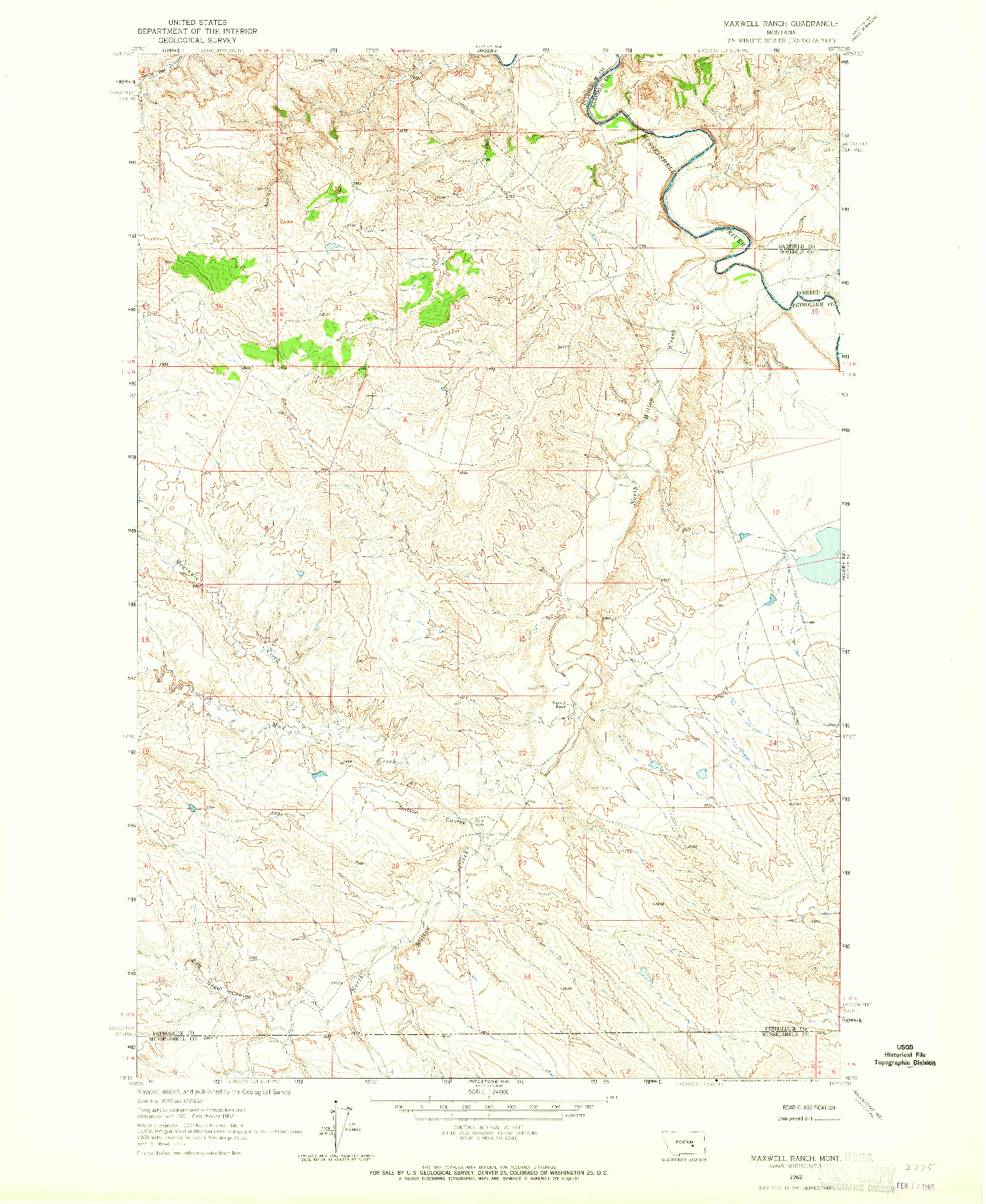 USGS 1:24000-SCALE QUADRANGLE FOR MAXWELL RANCH, MT 1962