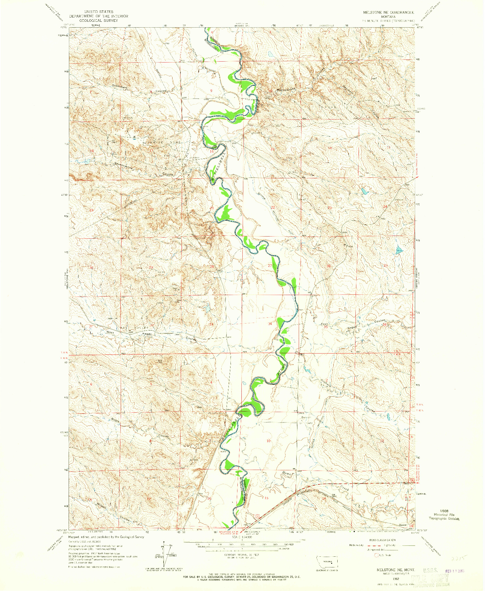 USGS 1:24000-SCALE QUADRANGLE FOR MELSTONE NE, MT 1962