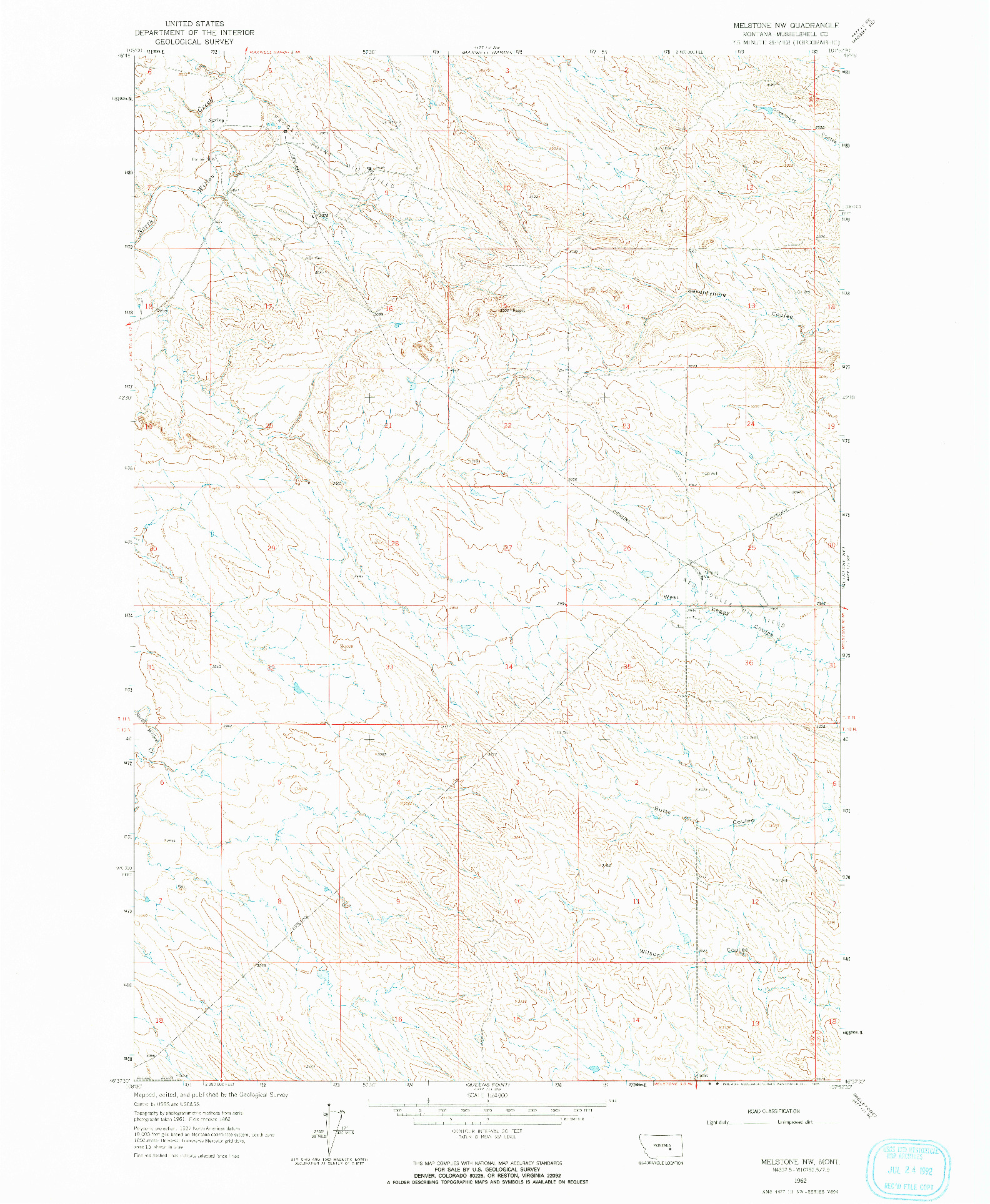 USGS 1:24000-SCALE QUADRANGLE FOR MELSTONE NW, MT 1962