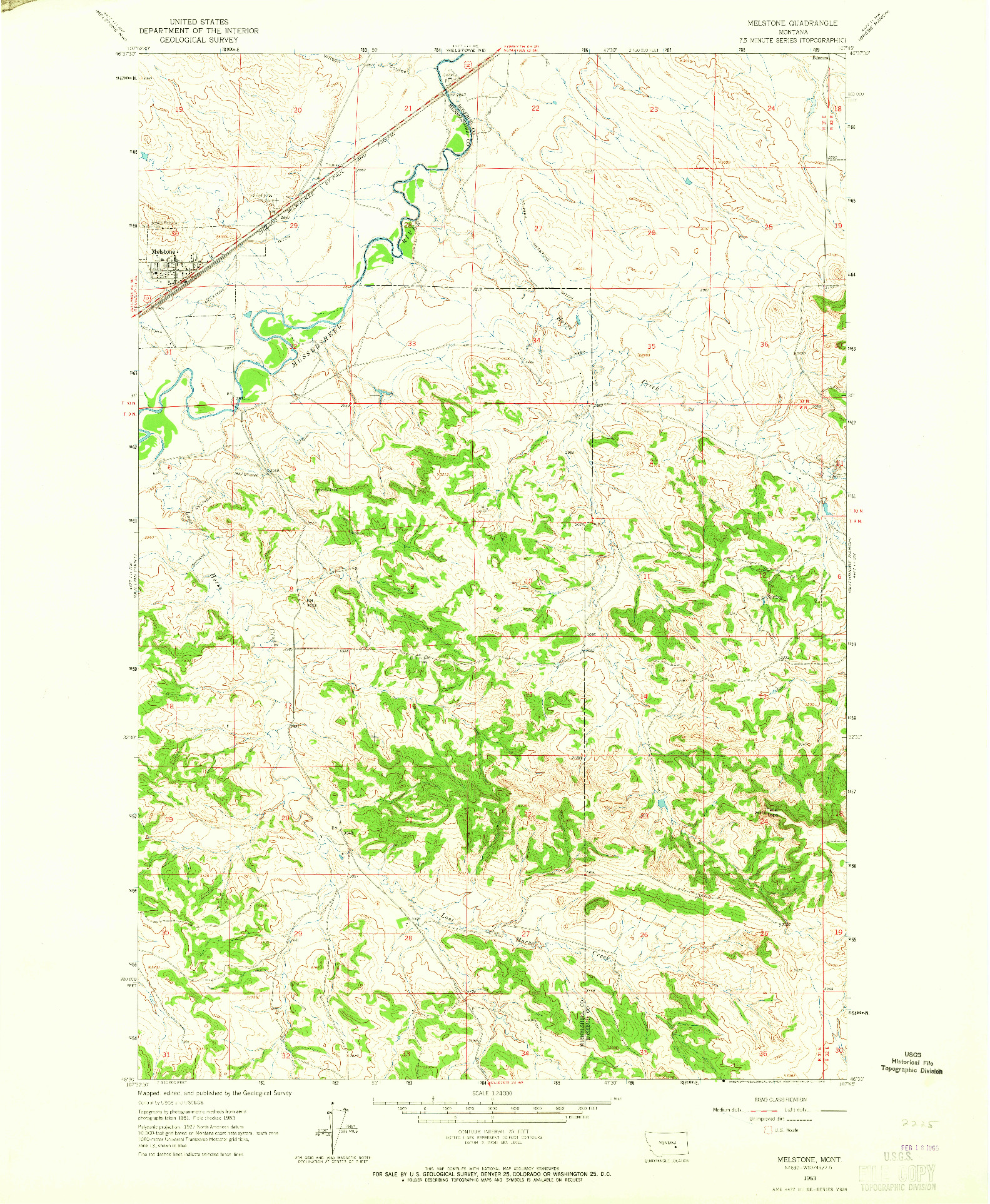 USGS 1:24000-SCALE QUADRANGLE FOR MELSTONE, MT 1963