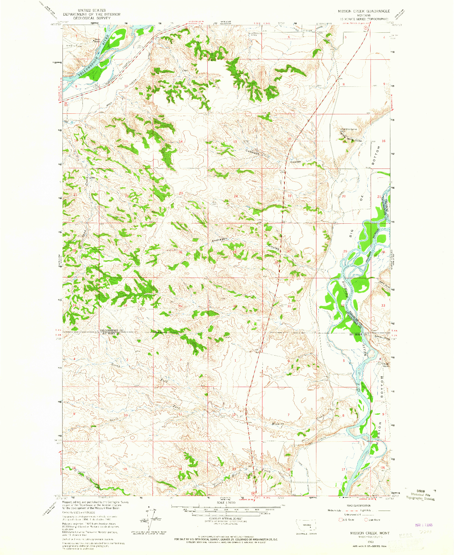 USGS 1:24000-SCALE QUADRANGLE FOR MISSION CREEK, MT 1960