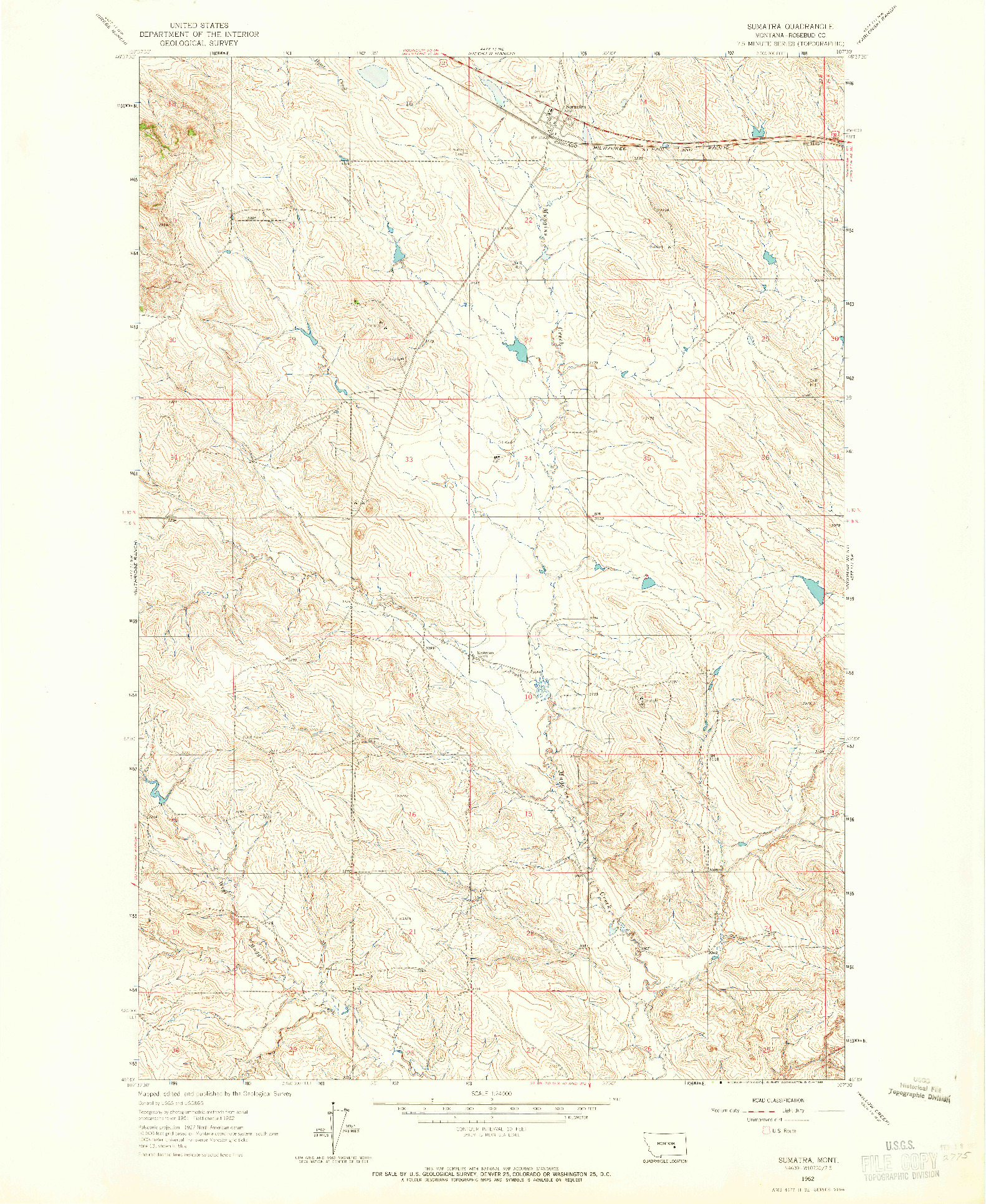 USGS 1:24000-SCALE QUADRANGLE FOR SUMATRA, MT 1962