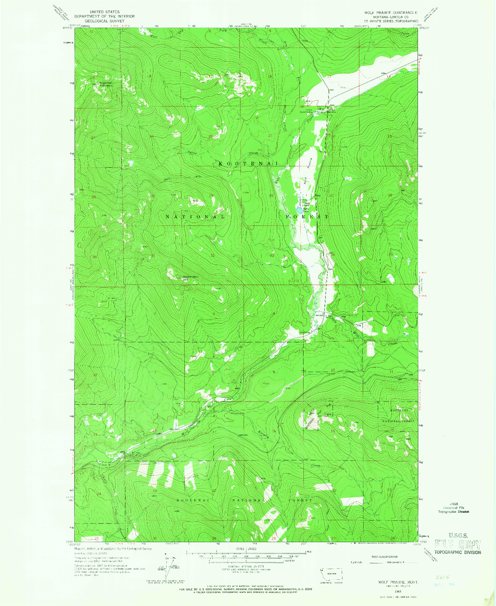 USGS 1:24000-SCALE QUADRANGLE FOR WOLF PRAIRIE, MT 1963
