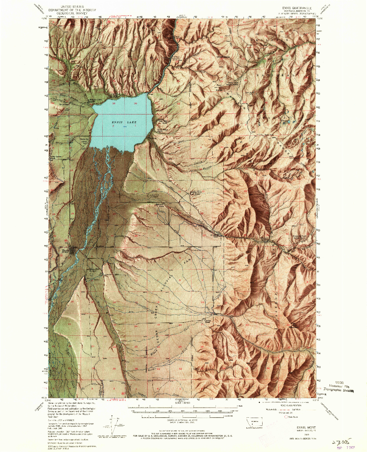 USGS 1:62500-SCALE QUADRANGLE FOR ENNIS, MT 1949