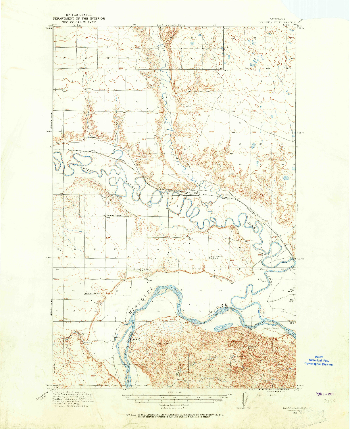 USGS 1:62500-SCALE QUADRANGLE FOR NASHUA, MT 1914