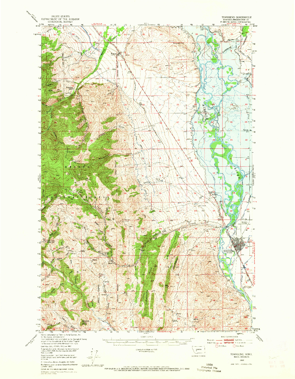USGS 1:62500-SCALE QUADRANGLE FOR TOWNSEND, MT 1950