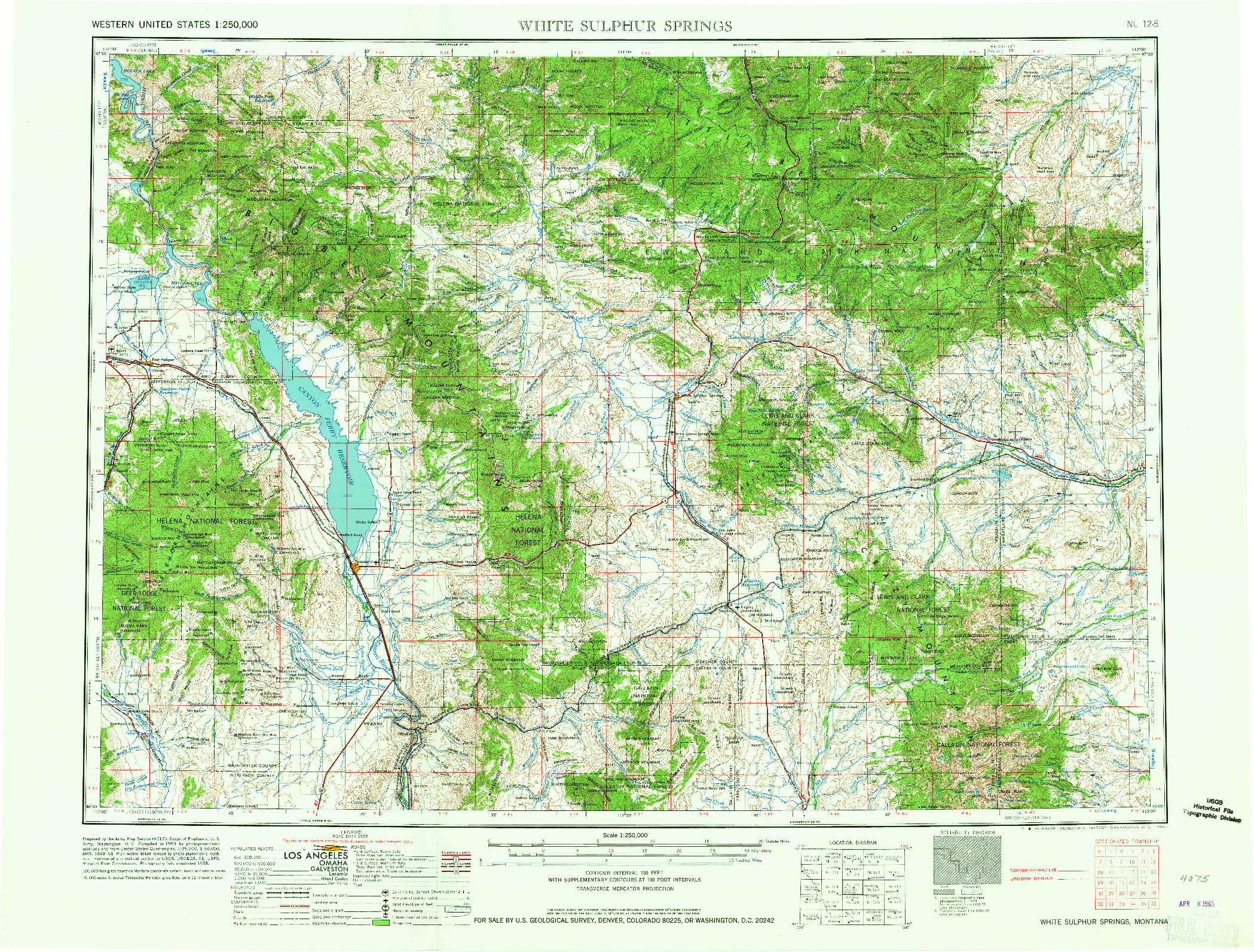 USGS 1:250000-SCALE QUADRANGLE FOR WHITE SULPHUR SPRINGS, MT 1965