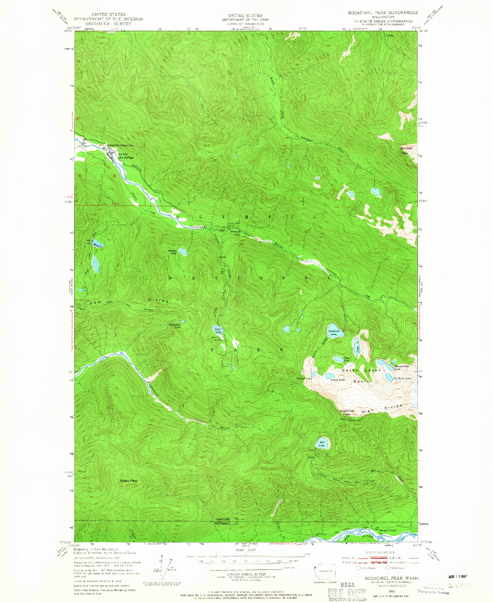 USGS 1:24000-SCALE QUADRANGLE FOR BOGACHIEL PEAK, WA 1950