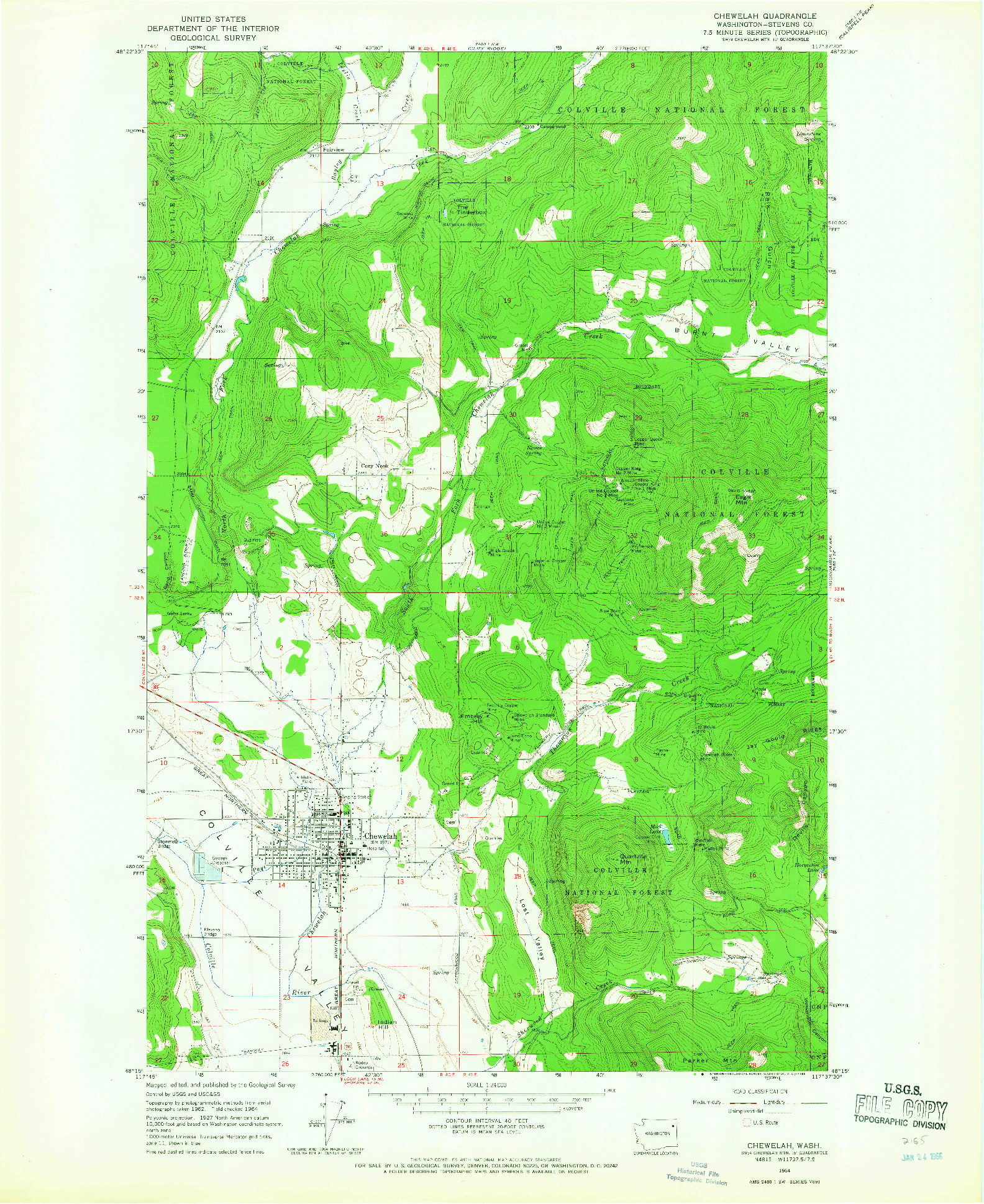 USGS 1:24000-SCALE QUADRANGLE FOR CHEWELAH, WA 1964