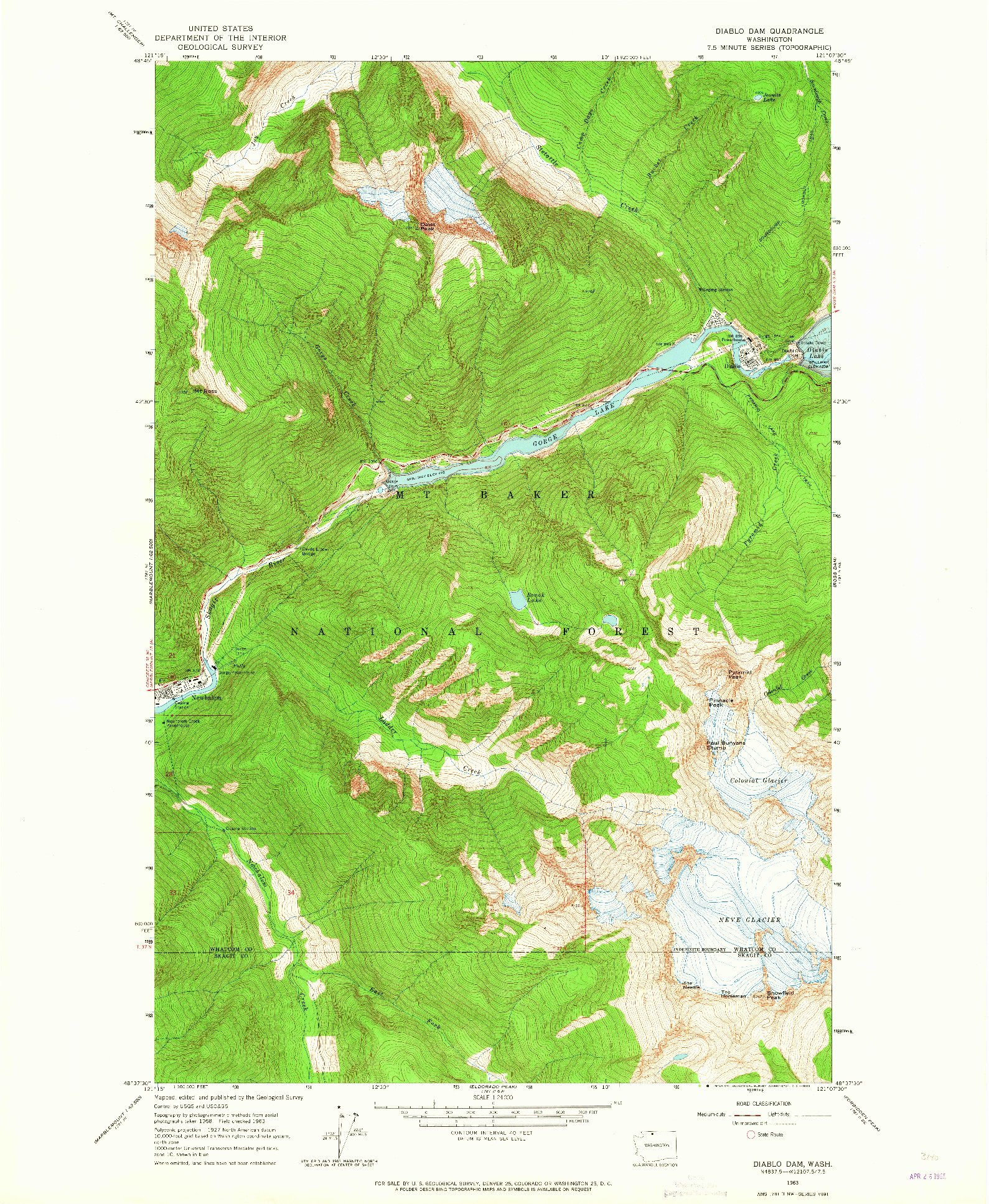 USGS 1:24000-SCALE QUADRANGLE FOR DIABLO DAM, WA 1963