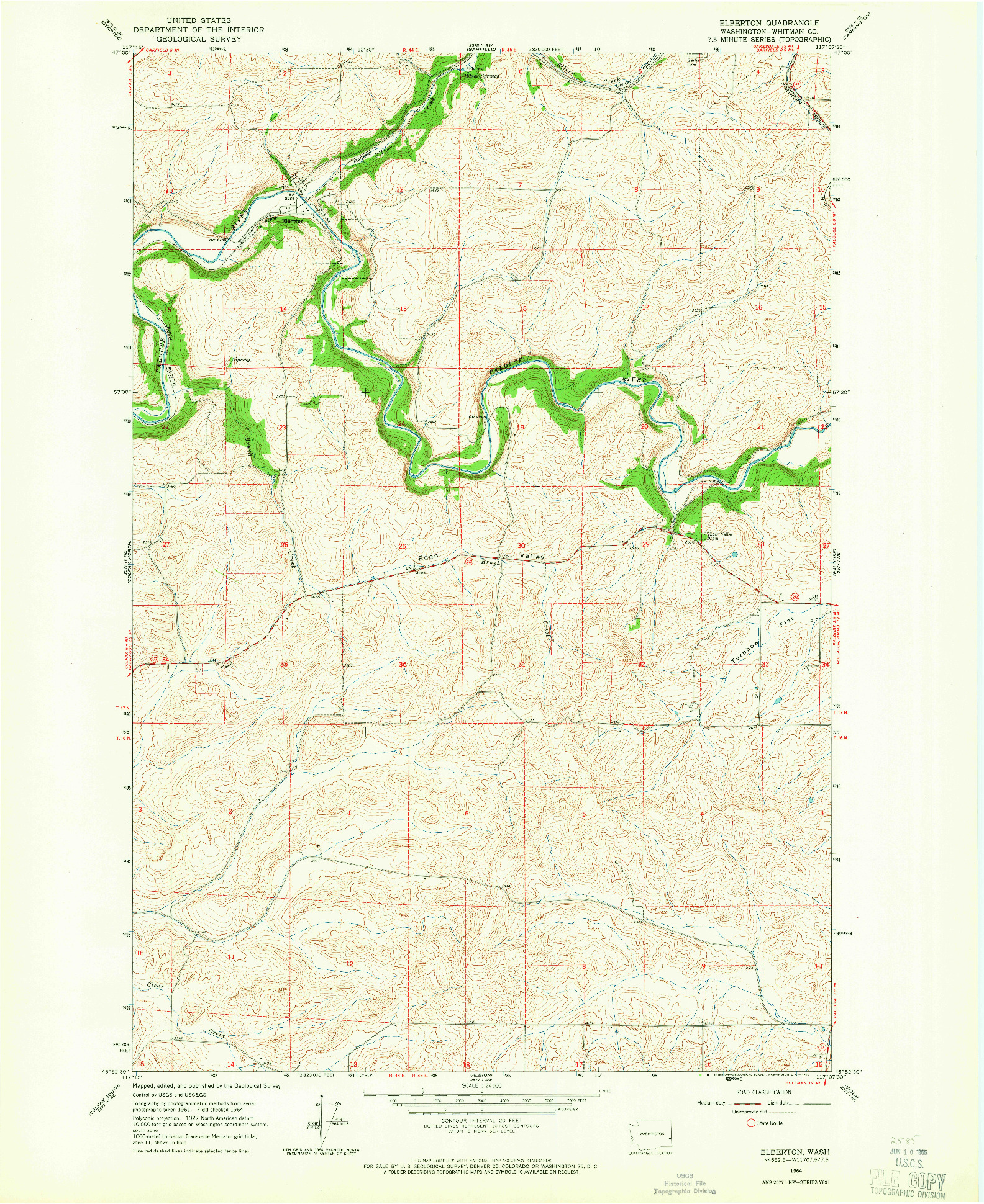 USGS 1:24000-SCALE QUADRANGLE FOR ELBERTON, WA 1964
