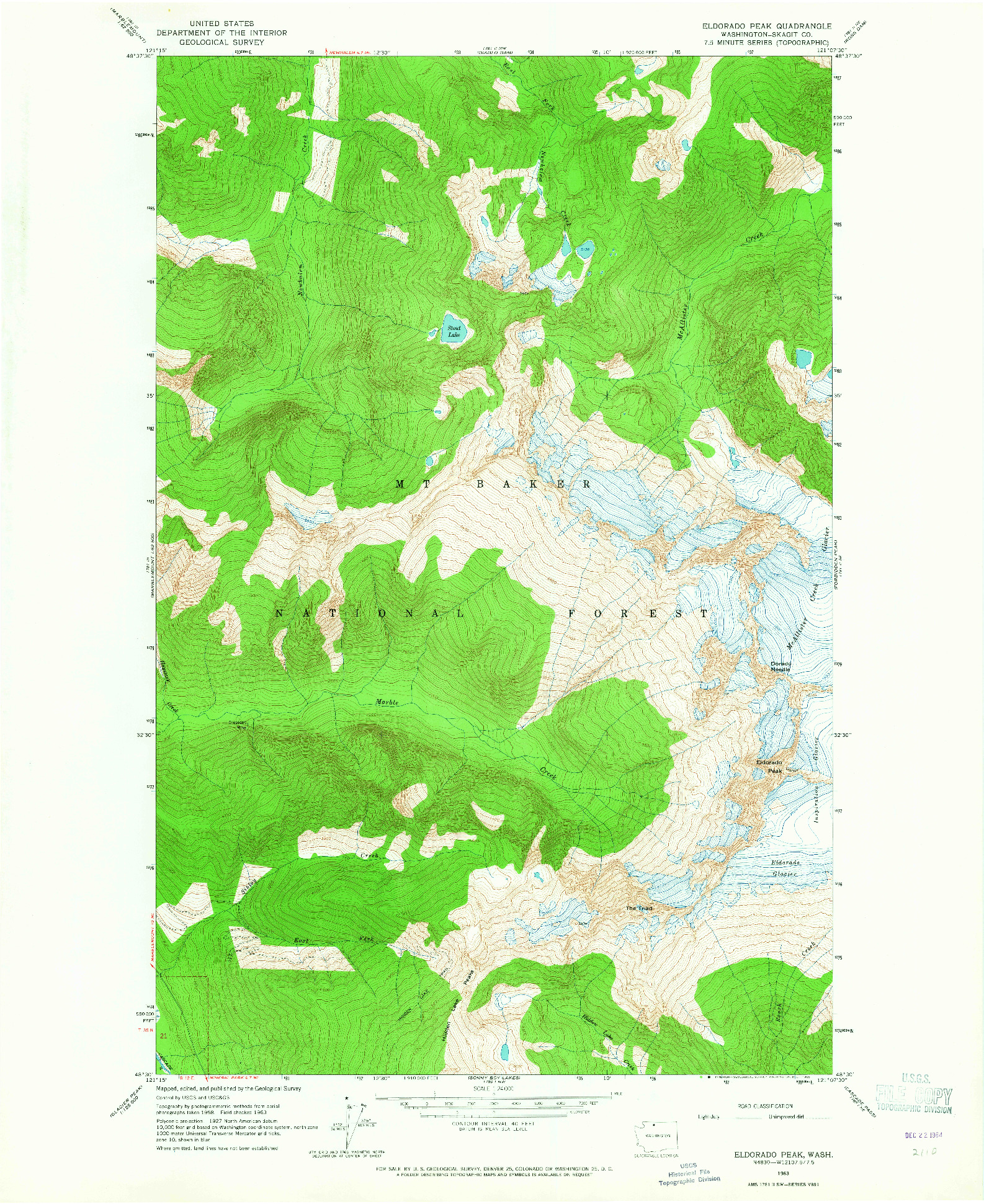 USGS 1:24000-SCALE QUADRANGLE FOR ELDORADO PEAK, WA 1963