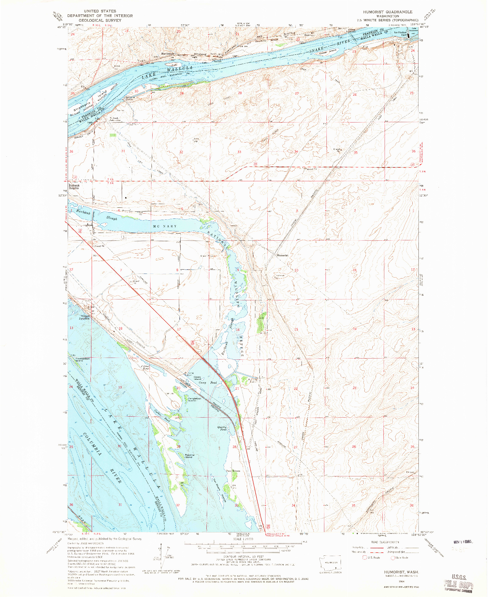 USGS 1:24000-SCALE QUADRANGLE FOR HUMORIST, WA 1964