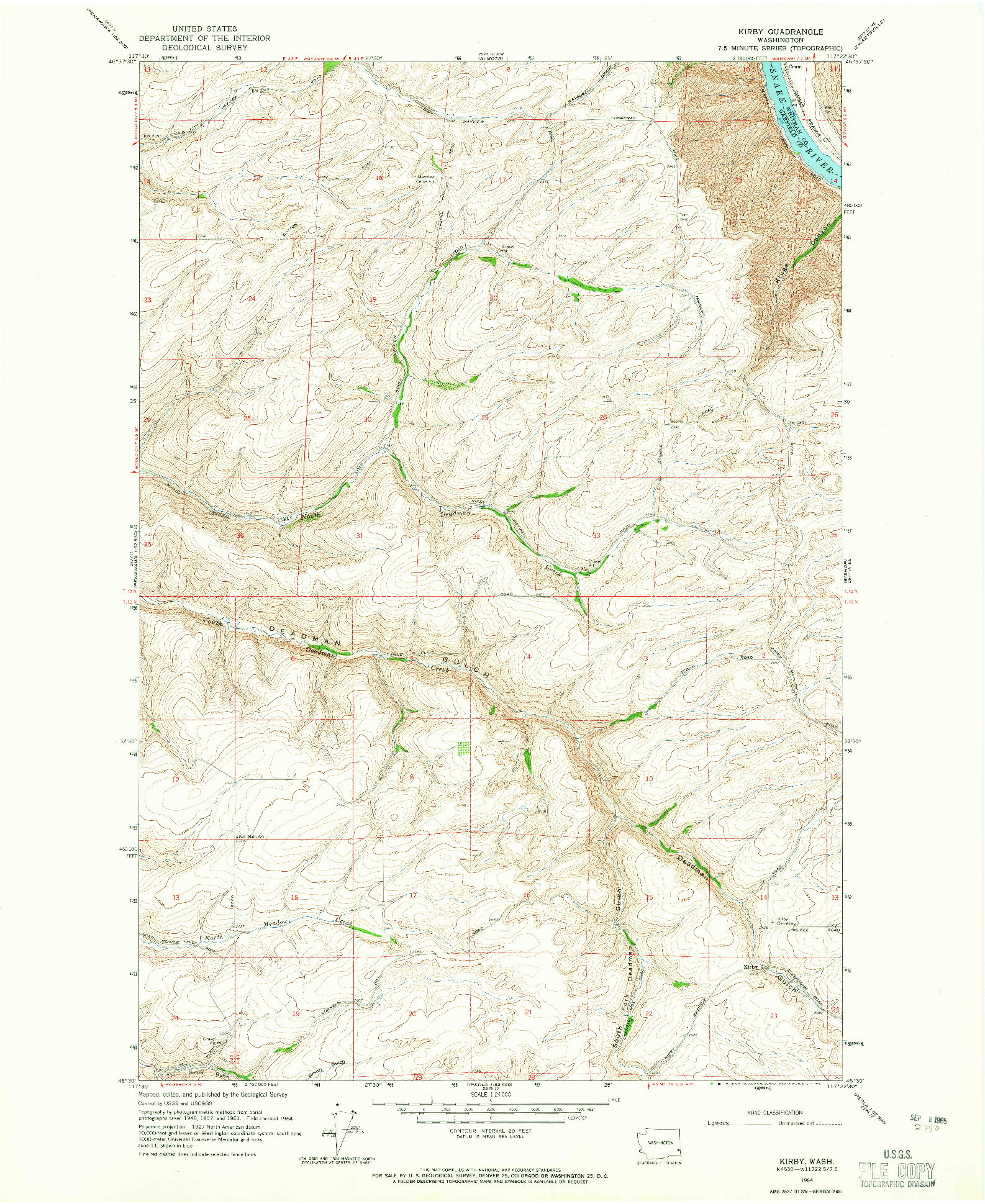 USGS 1:24000-SCALE QUADRANGLE FOR KIRBY, WA 1964