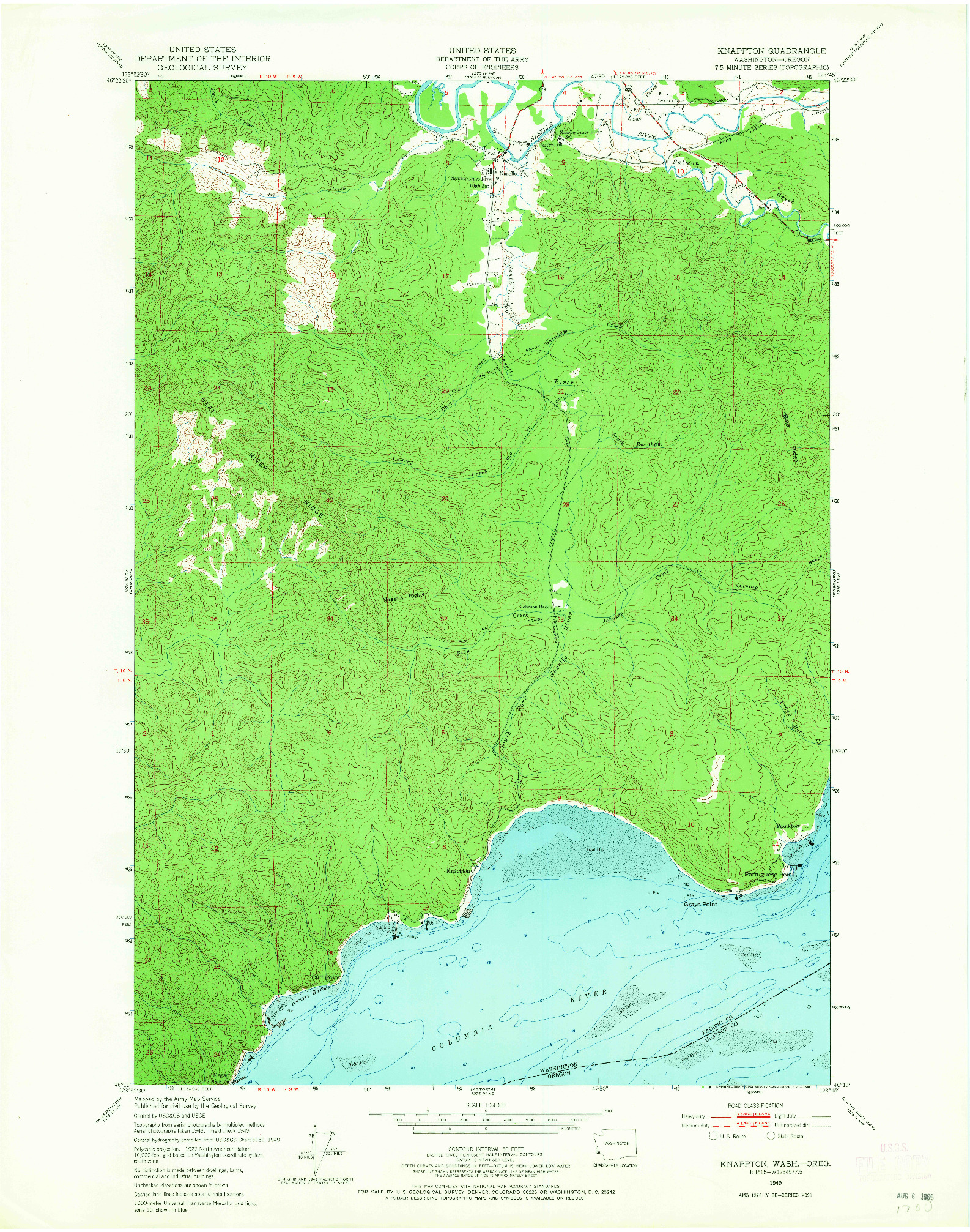 USGS 1:24000-SCALE QUADRANGLE FOR KNAPPTON, WA 1949