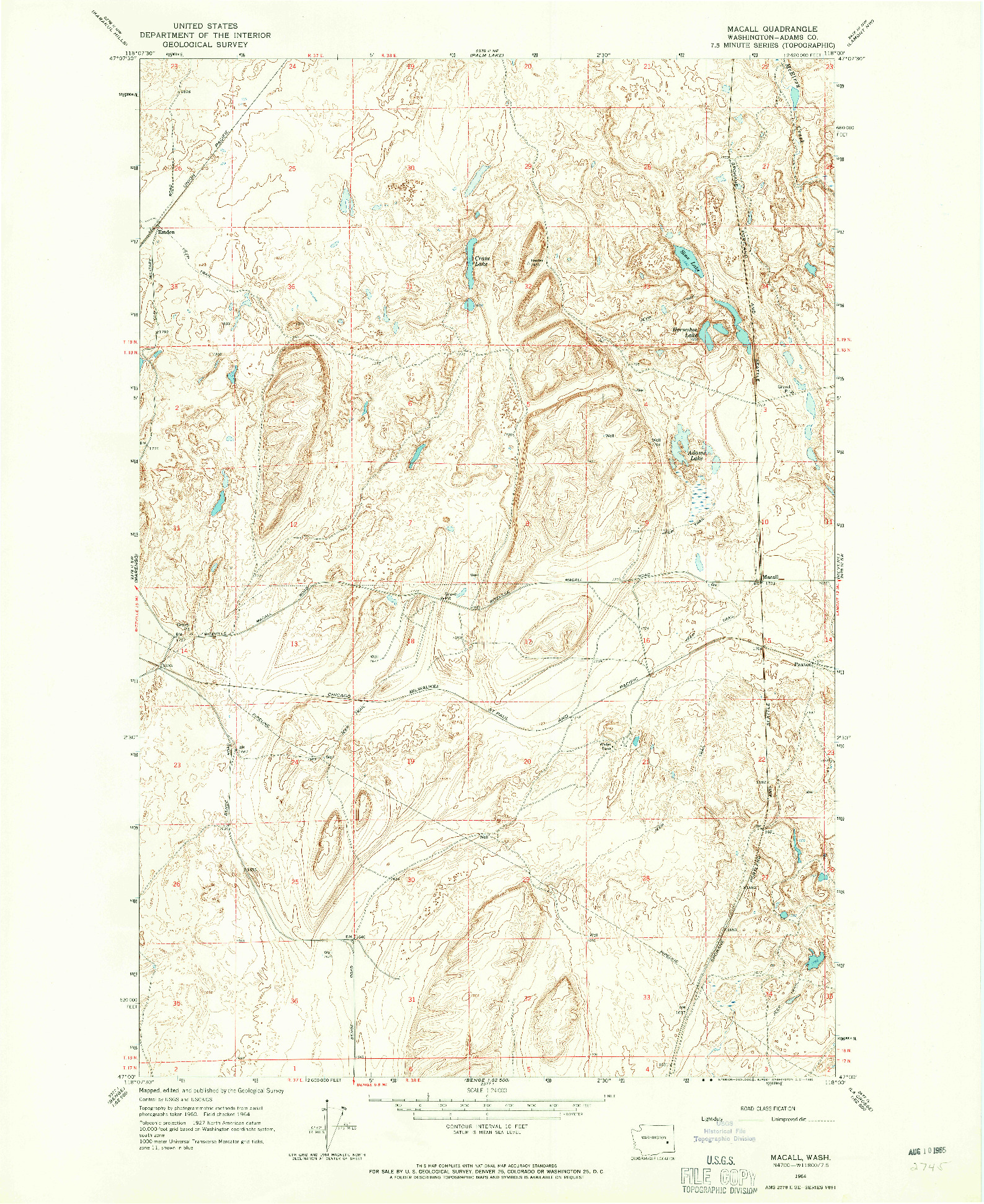USGS 1:24000-SCALE QUADRANGLE FOR MACALL, WA 1964
