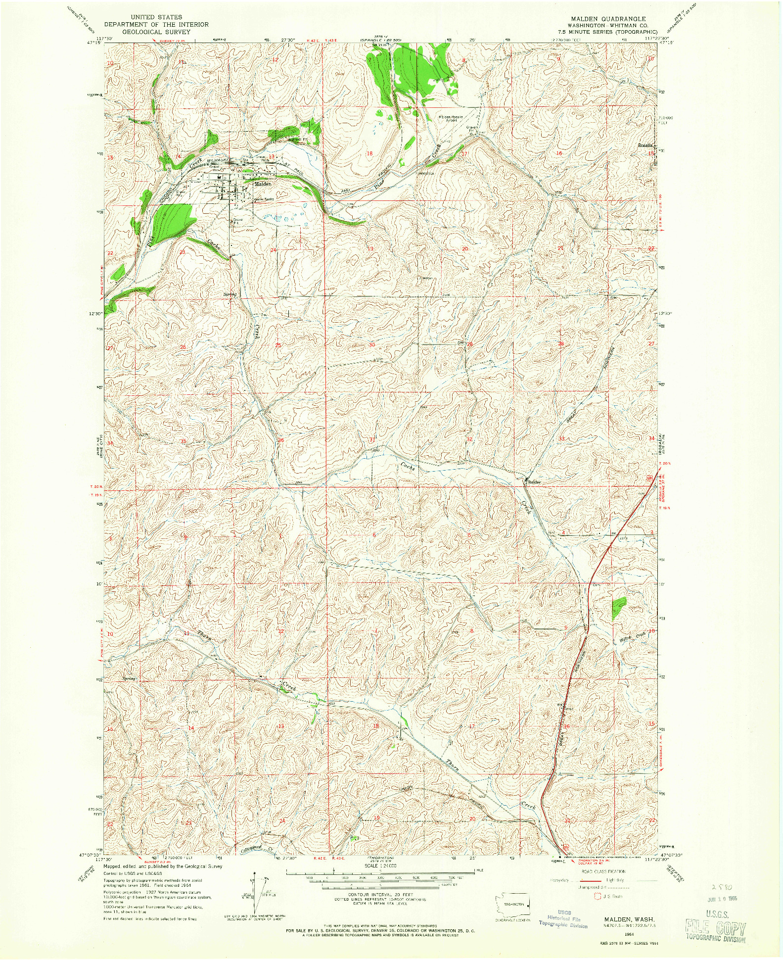 USGS 1:24000-SCALE QUADRANGLE FOR MALDEN, WA 1964