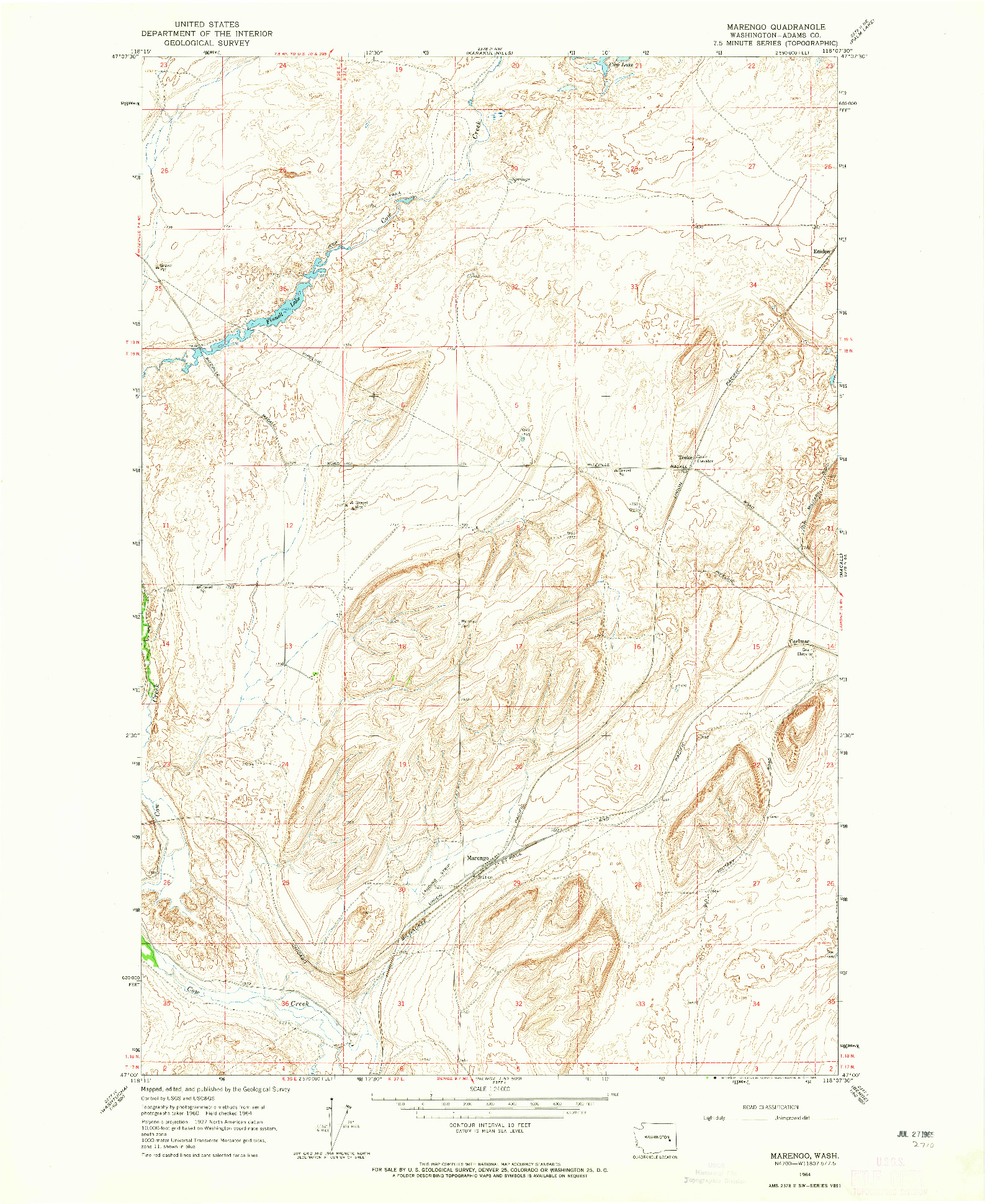 USGS 1:24000-SCALE QUADRANGLE FOR MARENGO, WA 1964
