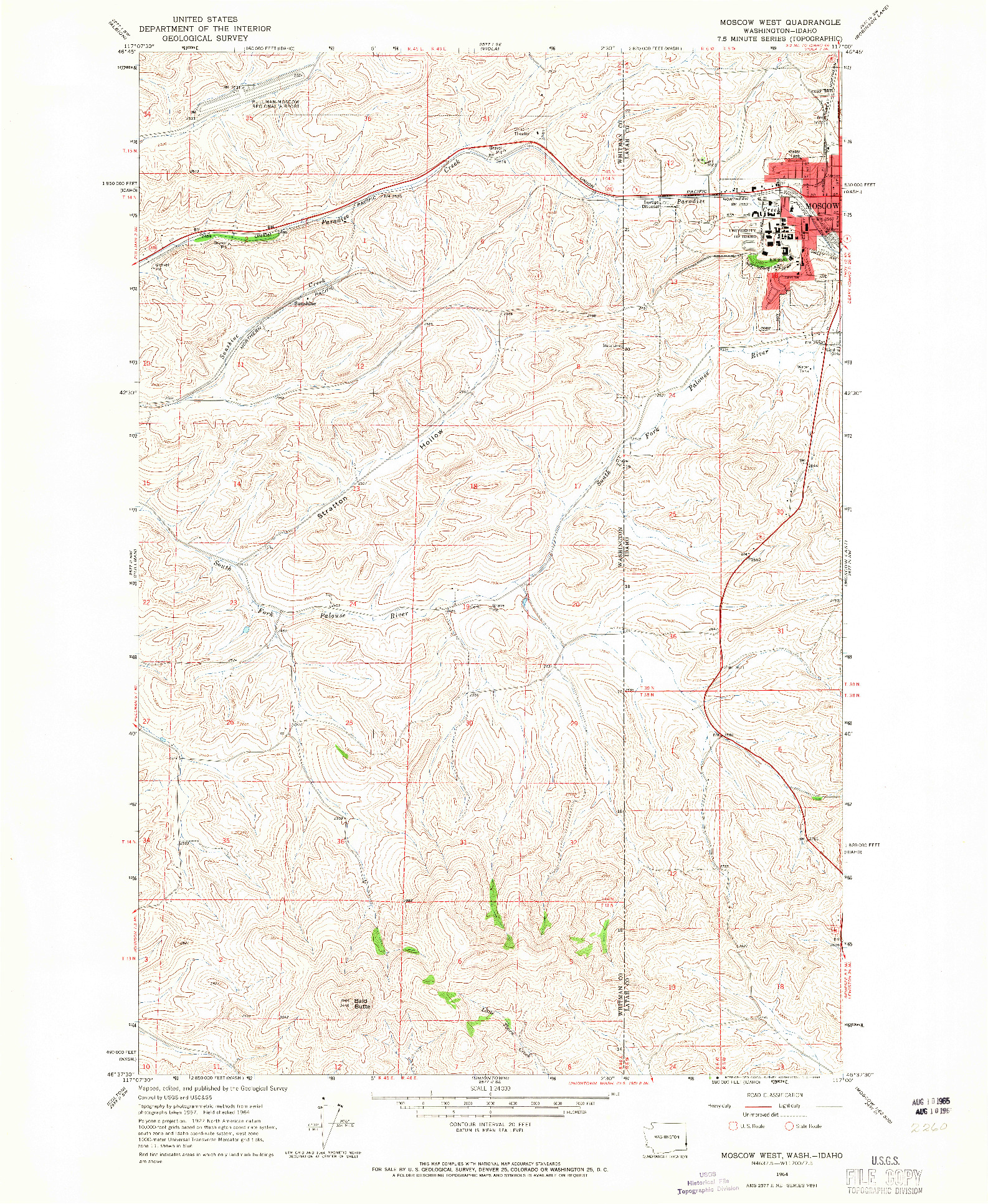 USGS 1:24000-SCALE QUADRANGLE FOR MOSCOW WEST, WA 1964