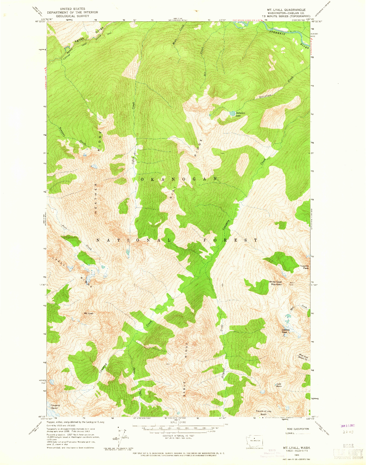 USGS 1:24000-SCALE QUADRANGLE FOR MT LYALL, WA 1963